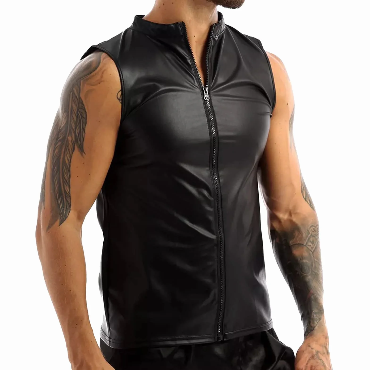 Biancheria intima sexy da uomo in lattice slim fit senza maniche