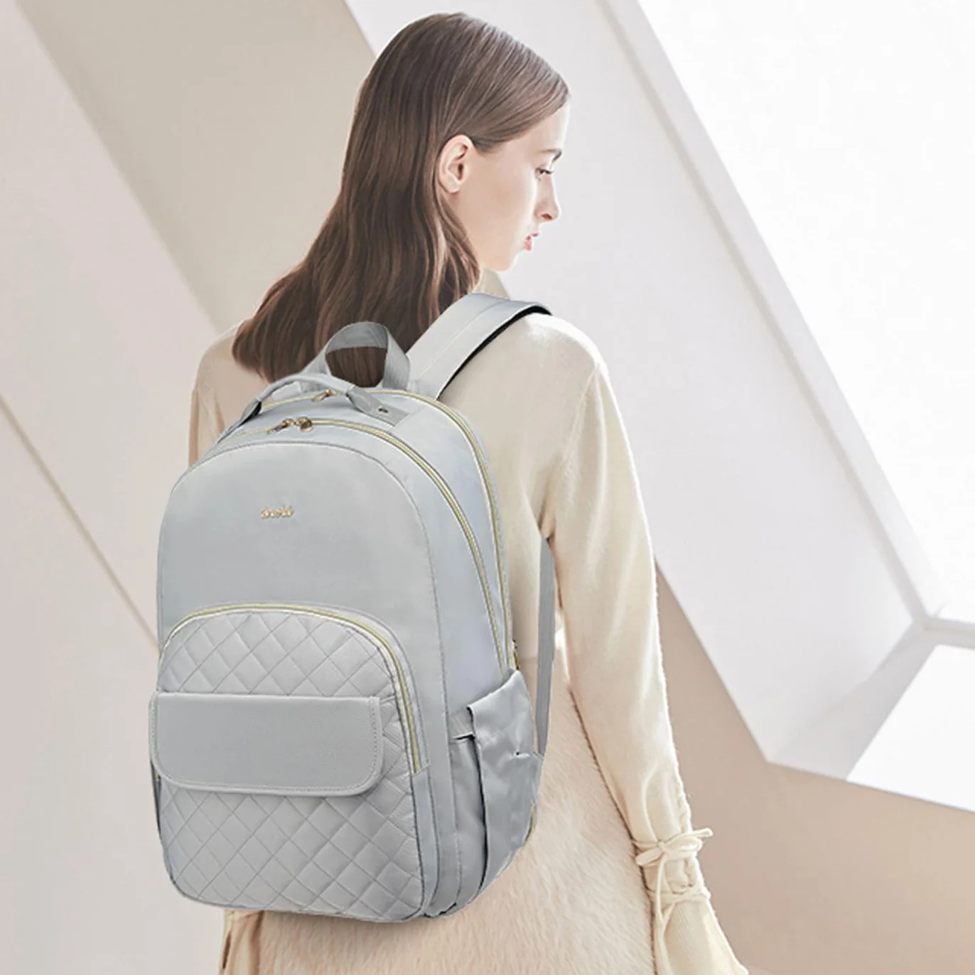 Zaino Donna PC Zaino Scuola Ragazza 17,3 Pollici,Borsa Scuola Zaini Scuola Superiore con Scomparto per Laptop e USB,Zainetto Femmina per Viaggi di Piacere,Affari,Studi,Universitario