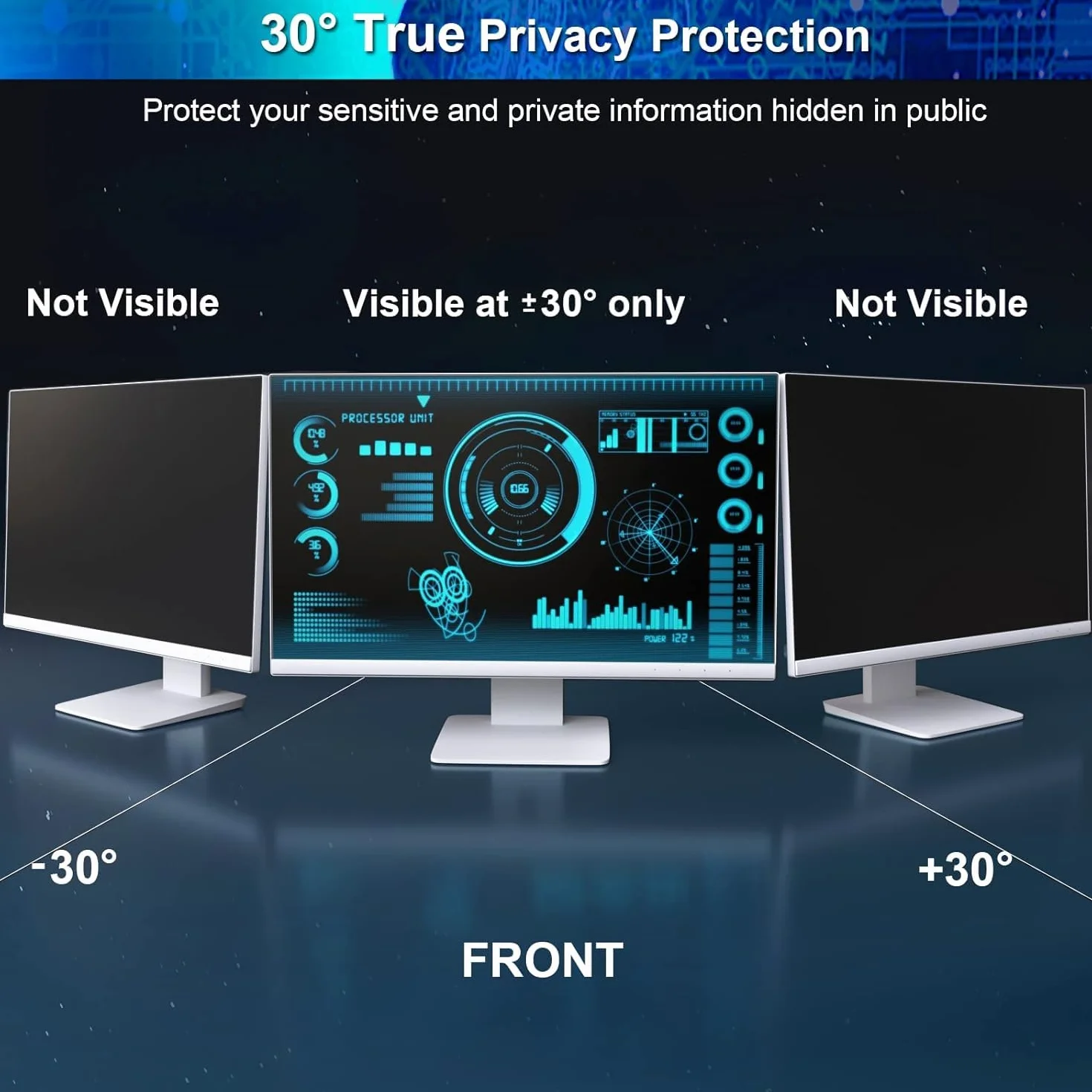 Filtro Privacy per Computer da 27" Widescreen 16:9, Filtro Privacy, Anti Spia e antiriflesso, Protezione dalla Luce Blu (598 mm x 337 mm)