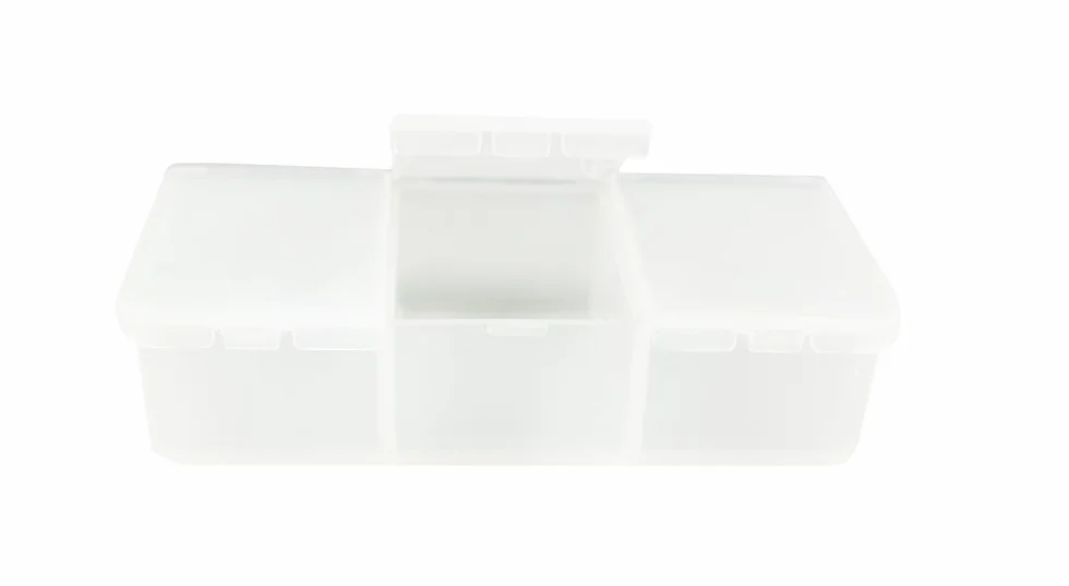 COM-FOUR® mini-tablet 10 pezzi trasparente distributore di farmaci con tre scomparti per casa trasportabile