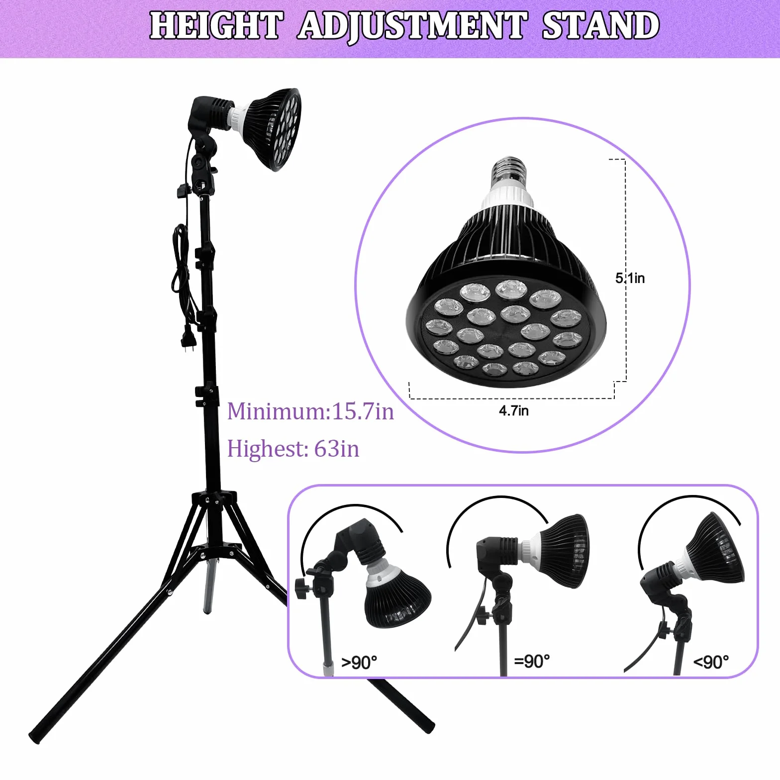 Tanning Lamp Luce Abbronzante Solare Portatile per Viso e Corpo con Supporto Regolabile e Gancio