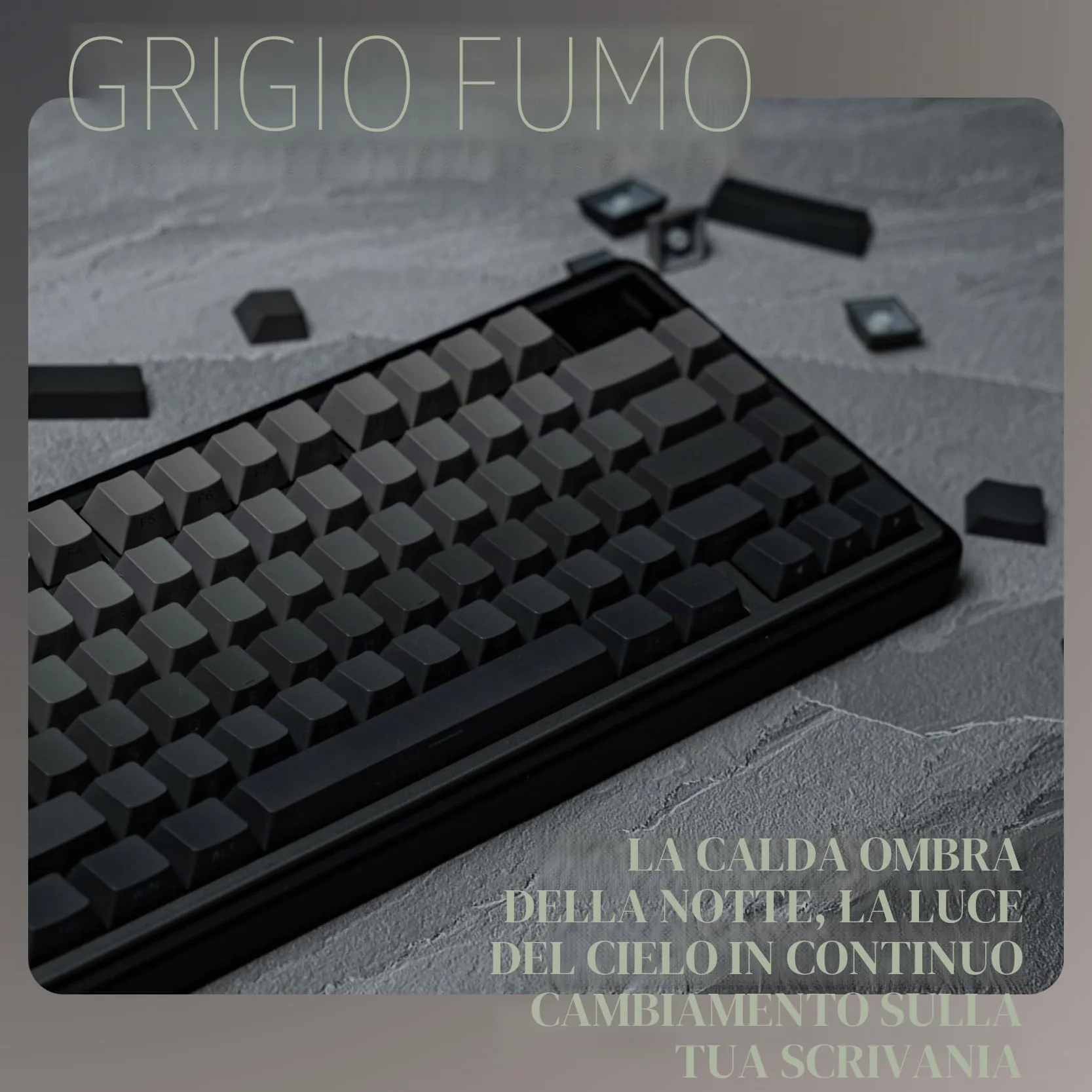 EPOMAKER Ombre Keycap Set di 136 tasti. Copritasti lucidi in Cherry profilo, PBT a doppio scatto. per tastiera meccanica, QWERTY USA (Smoky Grey, Cherry Profile)