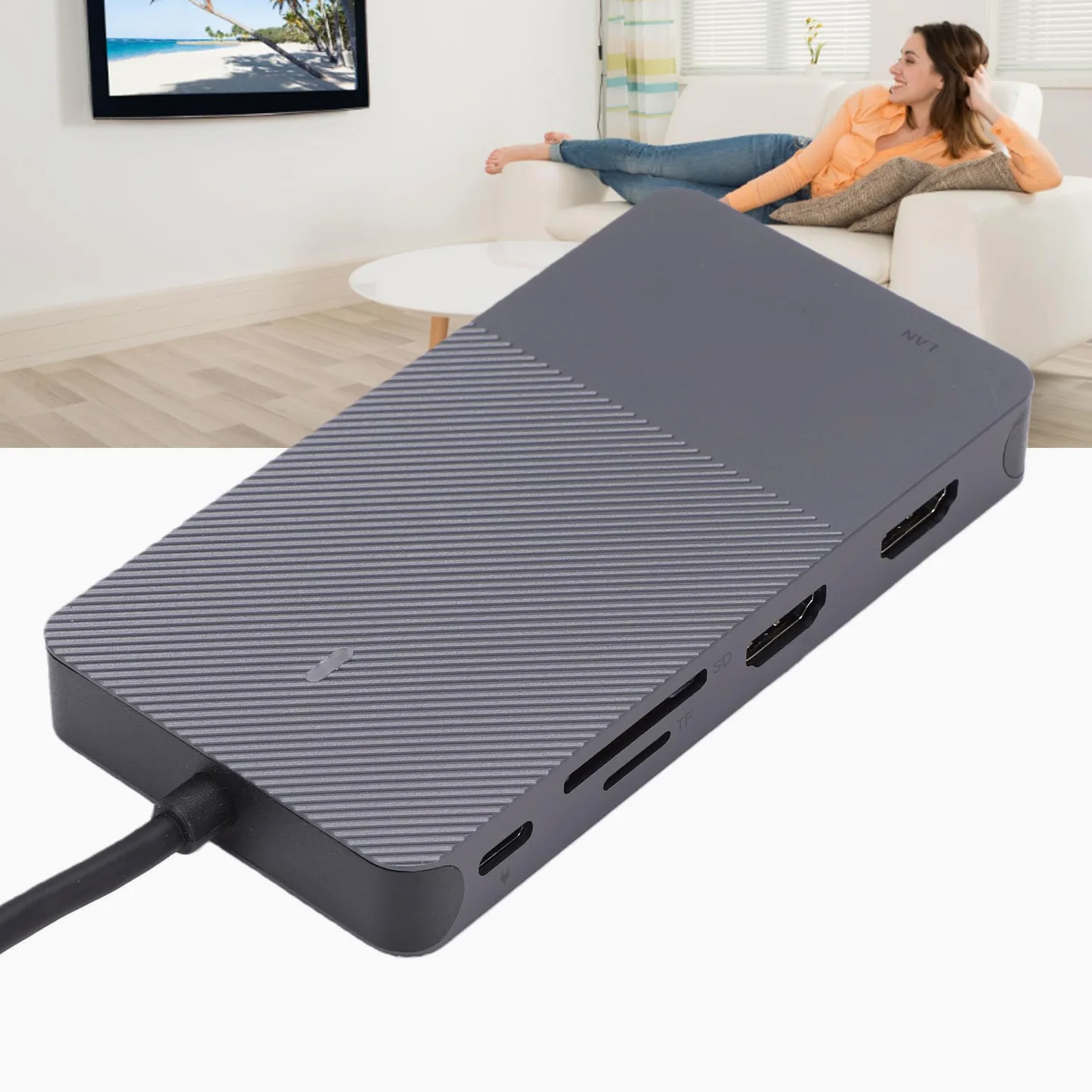 Tangxi Docking Station USB C, Hub USB 3.0 9 in 1 con Uscita VGA 2K, Porte da 3,5 Mm, Gigabit Ethernet, Lettore di Schede SD, per Laptop Pro XPS OS