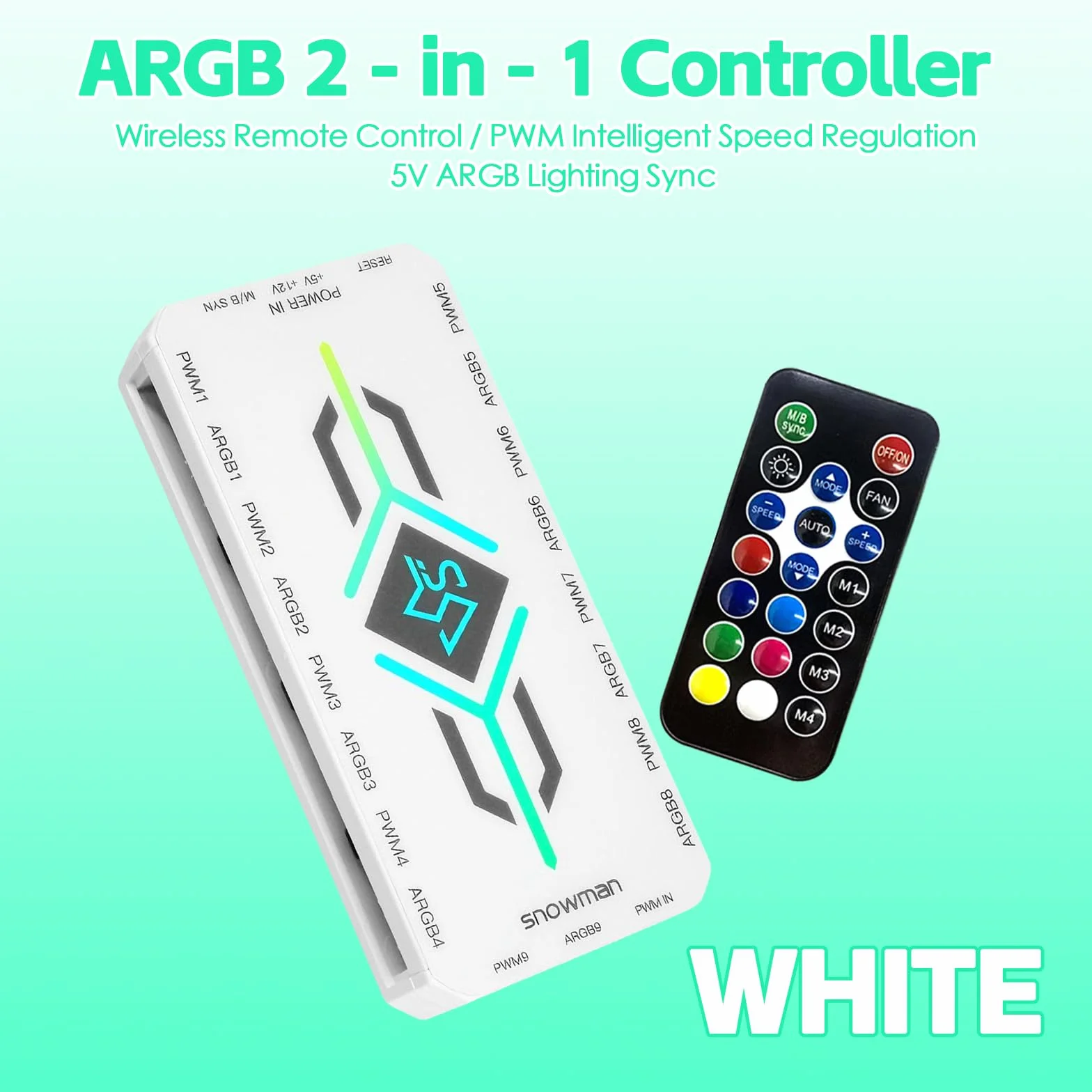 Hub Ventole PC ARGB PWM 9 Porte Telecomando Bianco