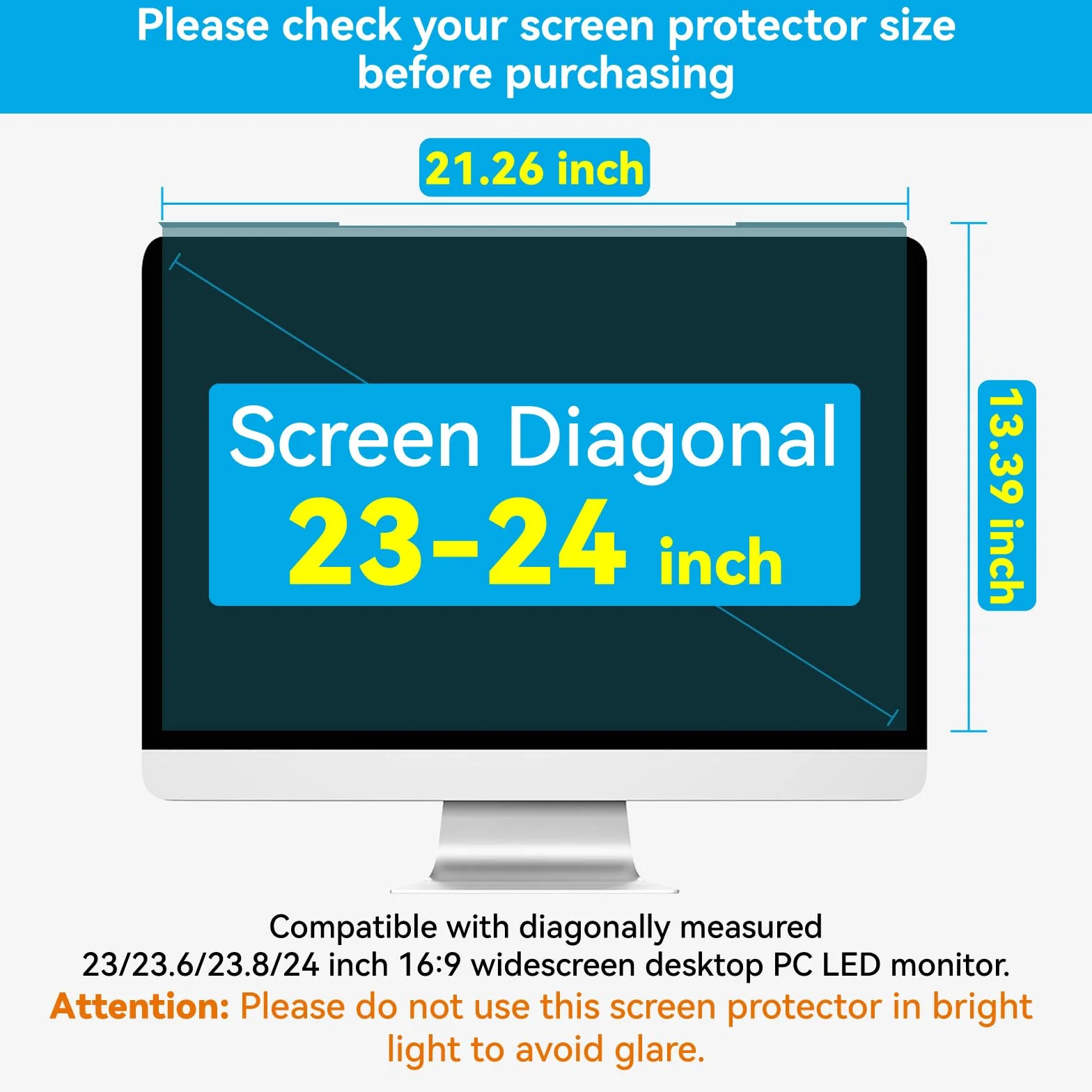 MOSISO 23"-24" Anti Luce Blu Computer Schermo Protezione Anti-UV Protezione Occhi Film Filtrante per Diagonale 23" 23,6" 23,8" 24" 16:9 Widescreen Desktop PC LED Monitor Pannello(54x34cm/LxL)