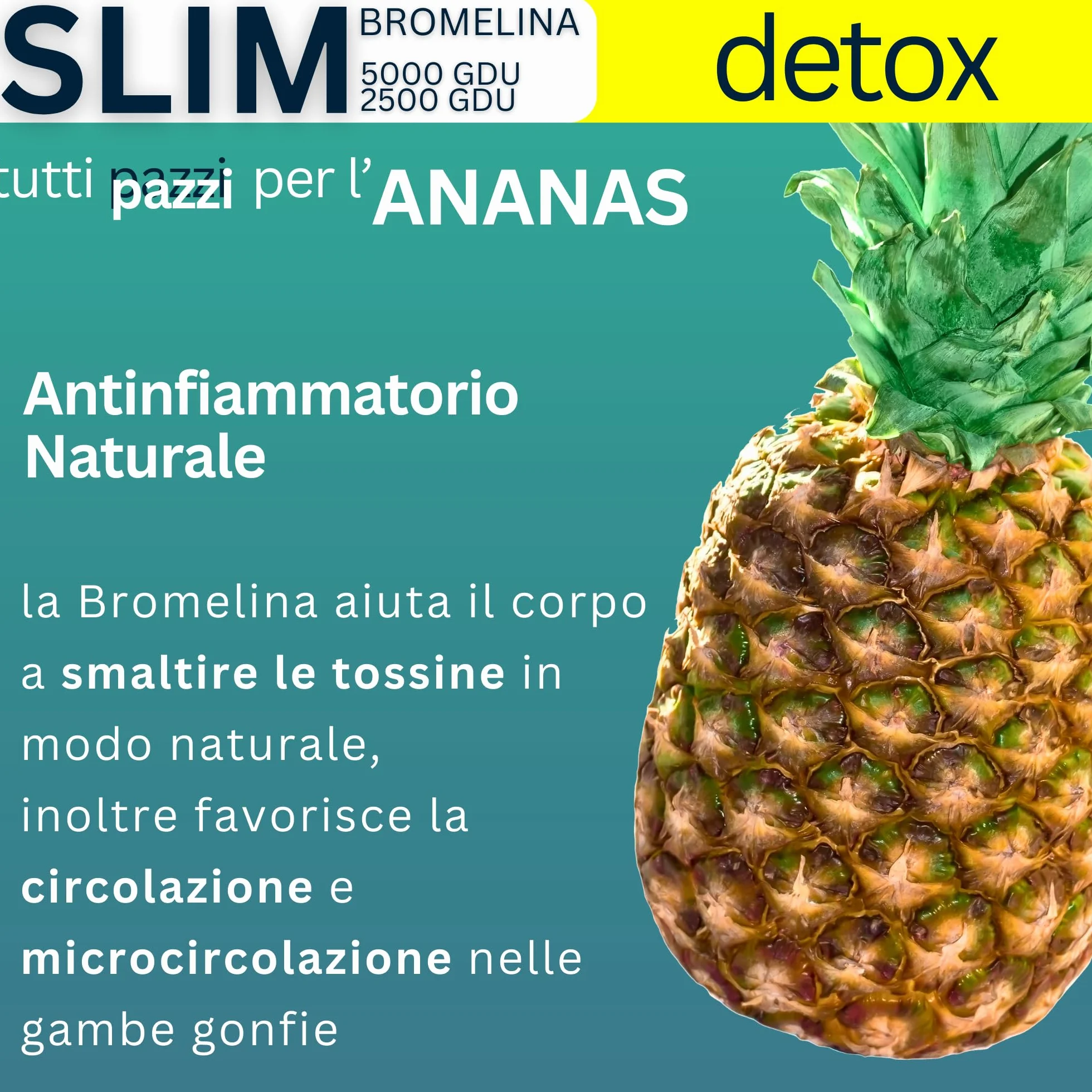 Silm Bromelina Alta Concentrazione 5000 GDU 2500 GDU Serenoa Repens The Verde Finocchio Drenante Naturale 120 Compresse Vegane Made in Italy