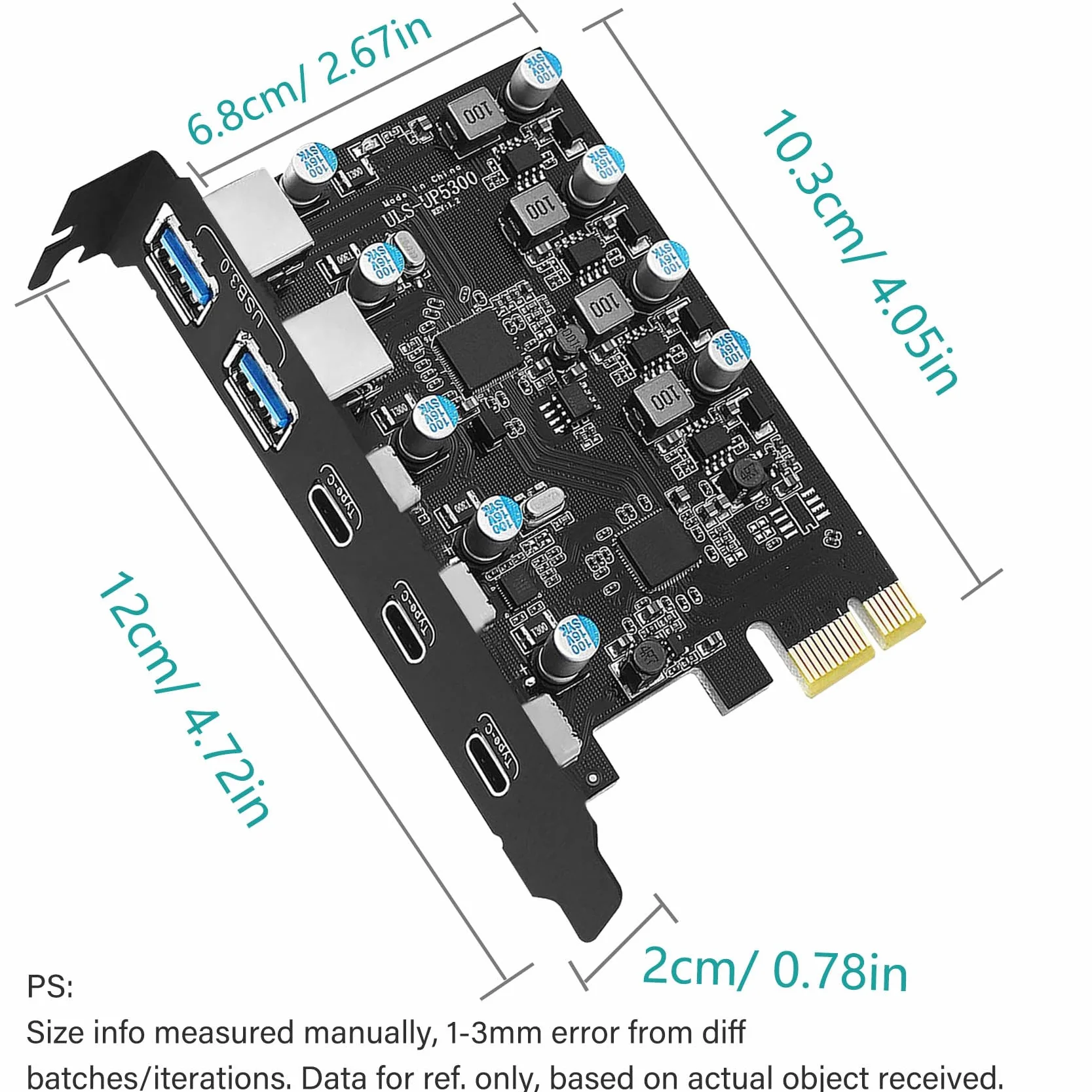 Scheda PCI Express USB 3.0, 5 Porte (3x Type-C, 2x Type-A) 5 Gbps Scheda di Espansione per Windows e Mac