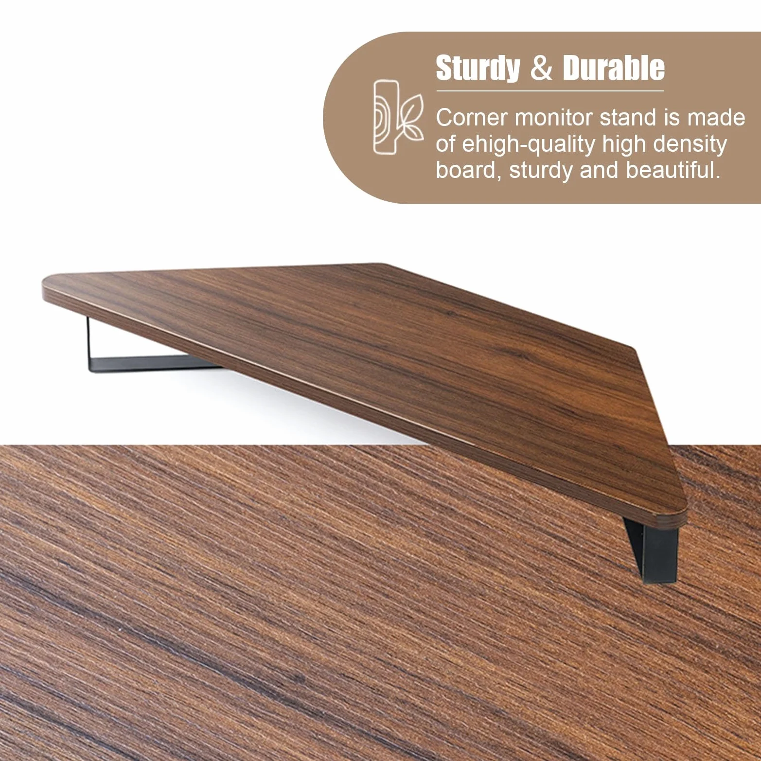 Supporto angolare per monitor da 8,9 cm, con supporto in metallo e tappetino antiscivolo, supporto universale da scrivania per ufficio, per studio, scrivania, mensola organizzativa