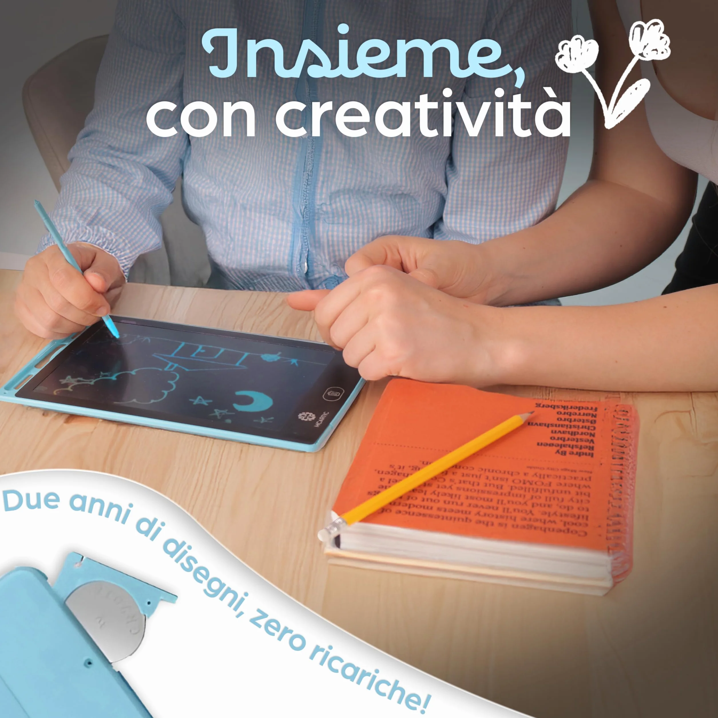 Lavagnetta Cancellabile Bambini 18,5 Pollici - Tavoletta Grafica da Disegno con Penna e Blocco Schermo Portatile