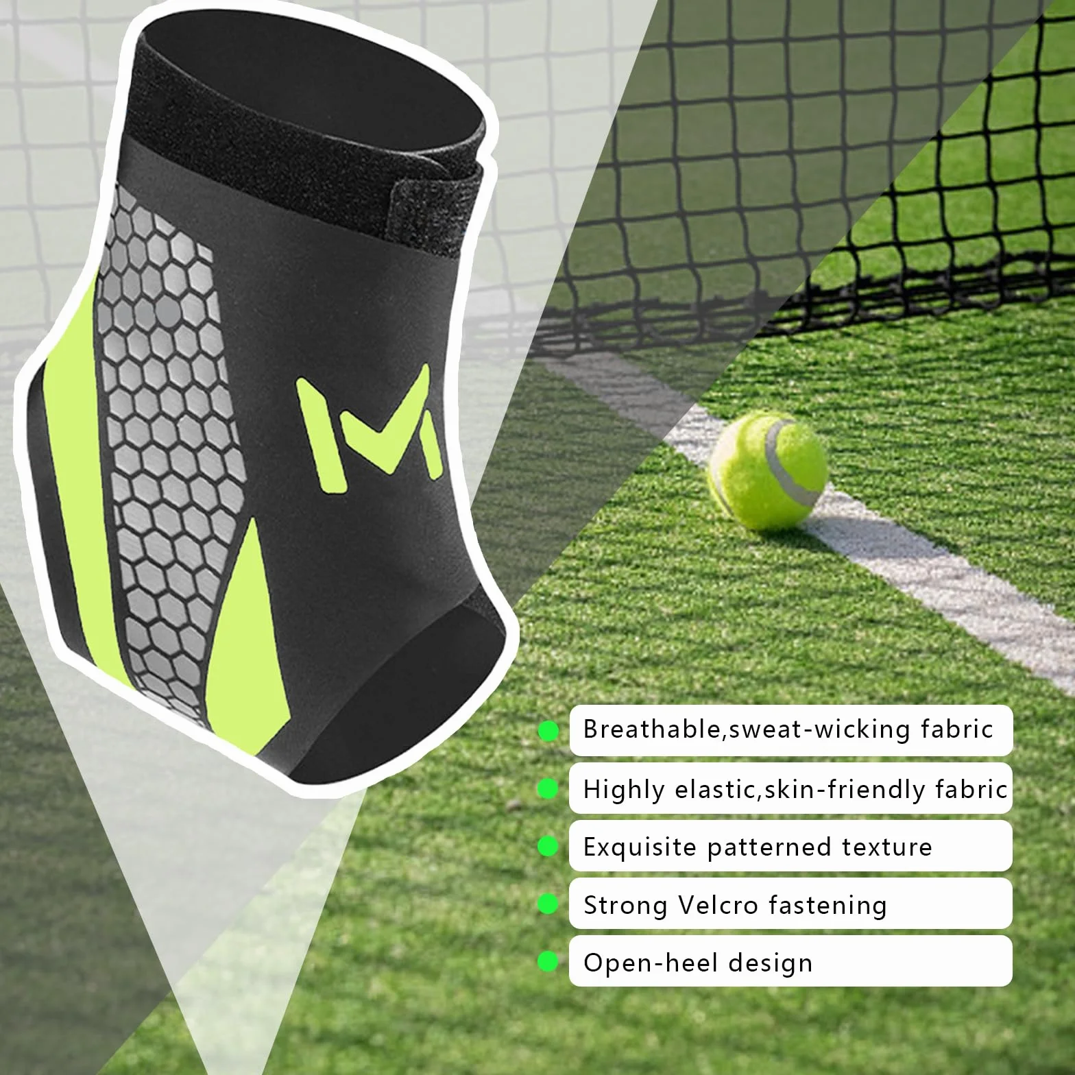 Cavigliera Sportiva 2 Pezzi – Supporto Elastica in Nylon Traspirante con Doppia Fascia Regolabile a U, Unisex, per Corsa, Calcio, Fitness, Recupero Articolare (Nero + Verde)