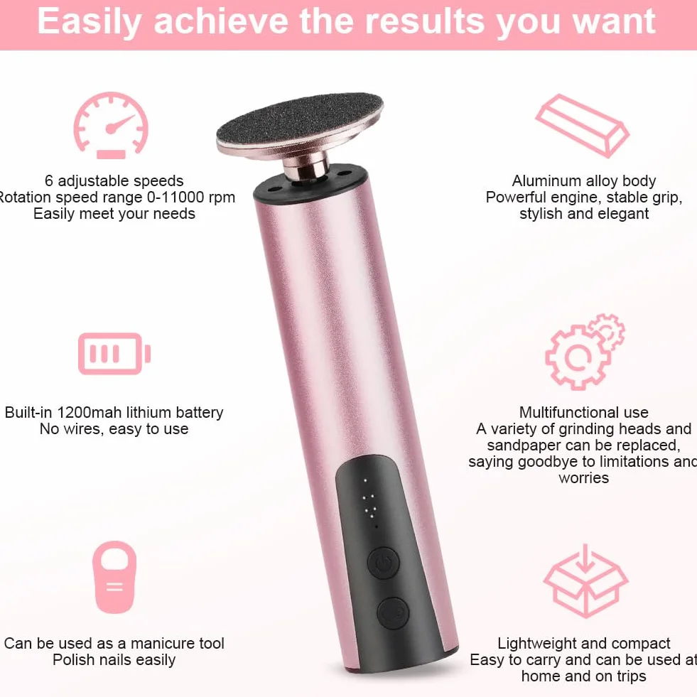 ACWOO Pedicure Elettrico Professionale Piedi, Lima Elettrica Velocità Regolabile, Set Rimozione Calli Ricaricabile