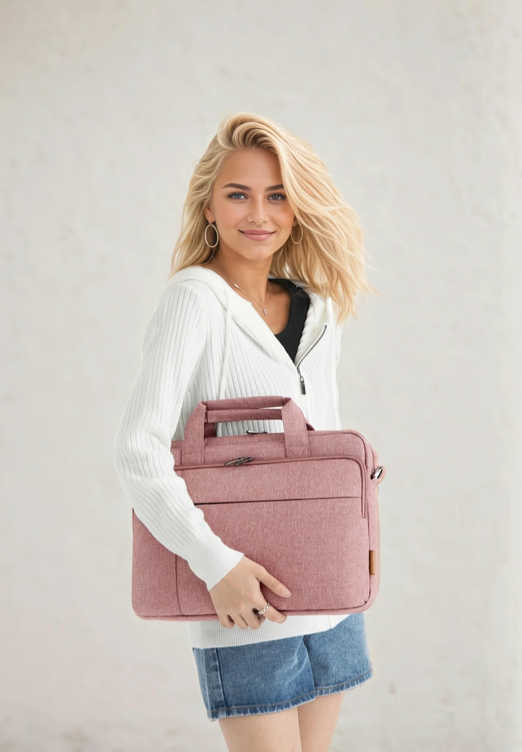 DOMISO Borsa Porta PC 17,3 Pollici Borsa Lavoro Ufficio Donna Uomo con Tracolla Computer Bag,per 17,3 Pollici dell Lenovo HP AUUS Acer Laptop,Adatto per Viaggi di Lavoro,Scuola,Lavoro,Rosa