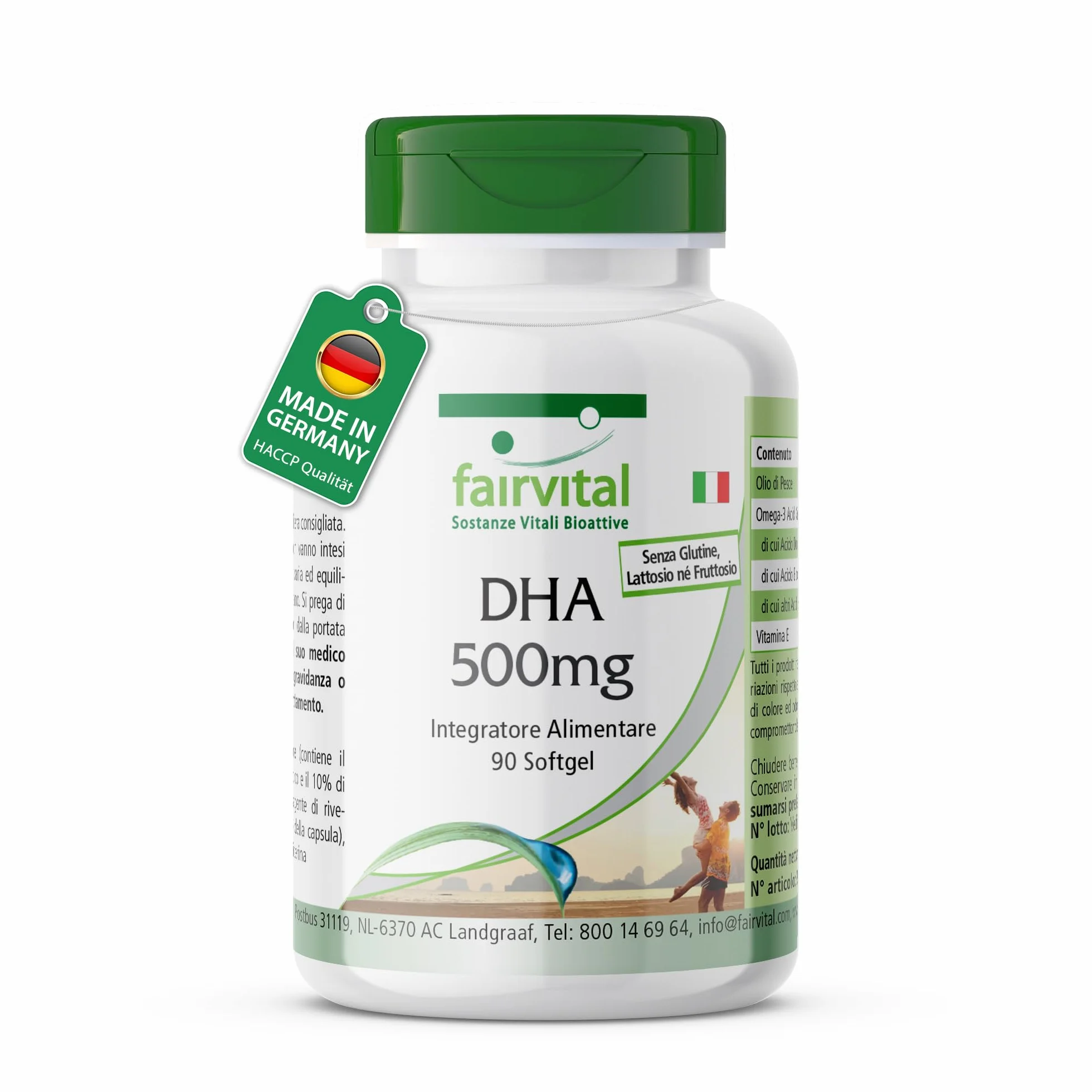 Fairvital Capsule DHA 500 mg 90 softgel Olio di Pesce Alto Dosaggio