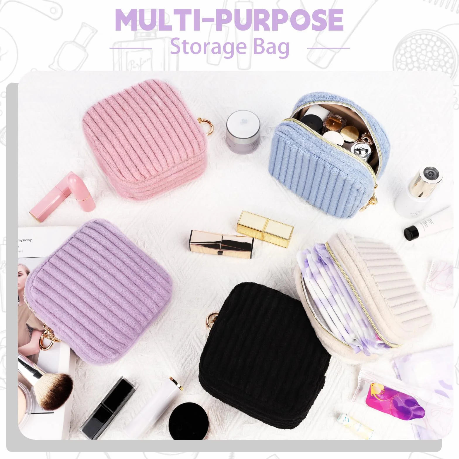 Pochette Porta Assorbenti Igienici con Cerniera Piccola Portatile Viola
