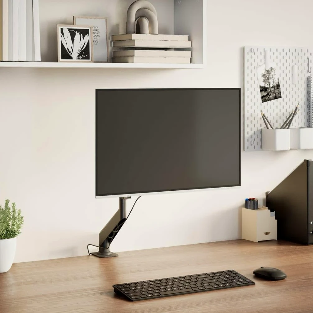 Braccio singolo per monitor fino a 27 pollici, molla a gas, portata 10 kg, inclinazione 90° verso l'alto e 70° verso il basso, rotazione di 360°, area di rotazione di 180°, VESA 75x75/100x100 mm