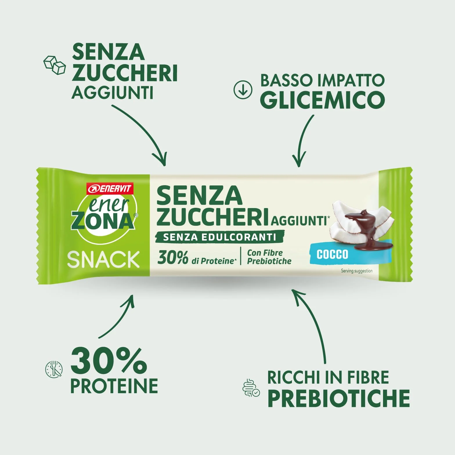 Enervit EnerZona Protein Snack Variety Pack 6x33g Barrette Assortite Cocco Noir White Peanuts Salty Caramel Pistacchio Nocciola