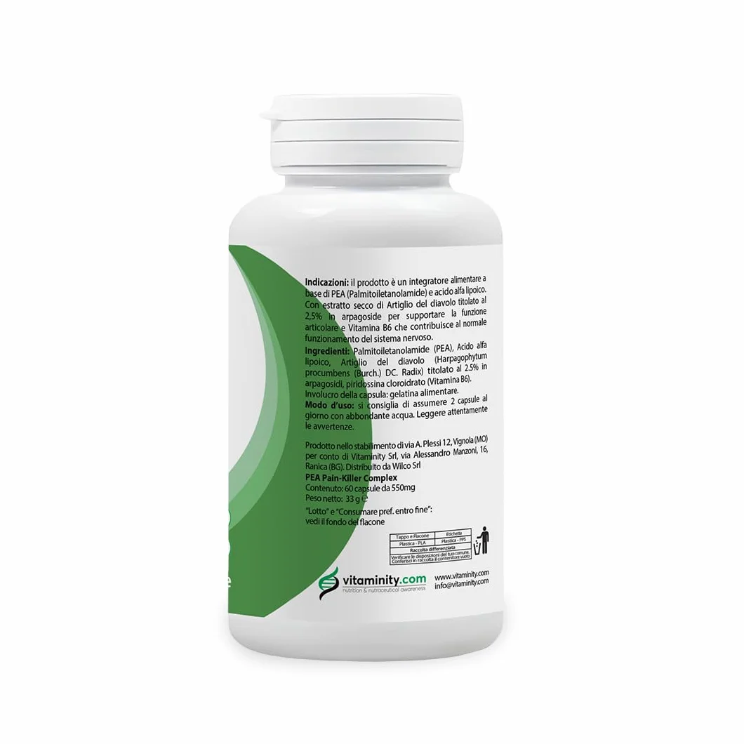 Vitaminity PEA Complex 60 capsule Integratore per Infiammazioni Muscolari di Nervi Muscoli e Articolazioni