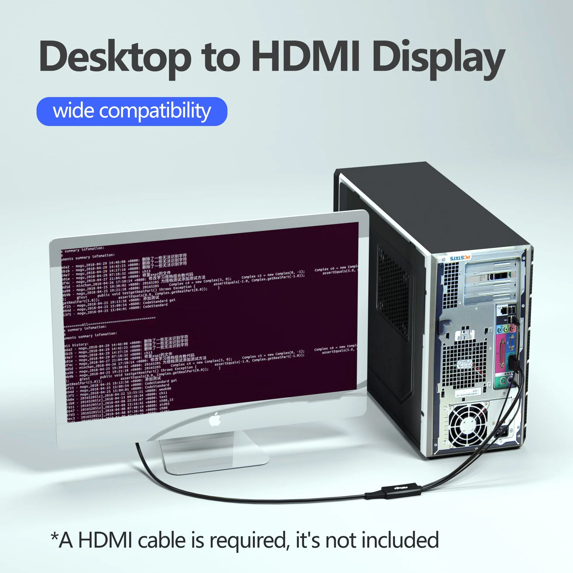 fairikabe Adattatore VGA a HDMI con audio, (sorgente di uscita VGA del PC a TV/monitor con display di ingresso HDMI), convertitore vga maschio a hdmi femmina per monitor, 1080p