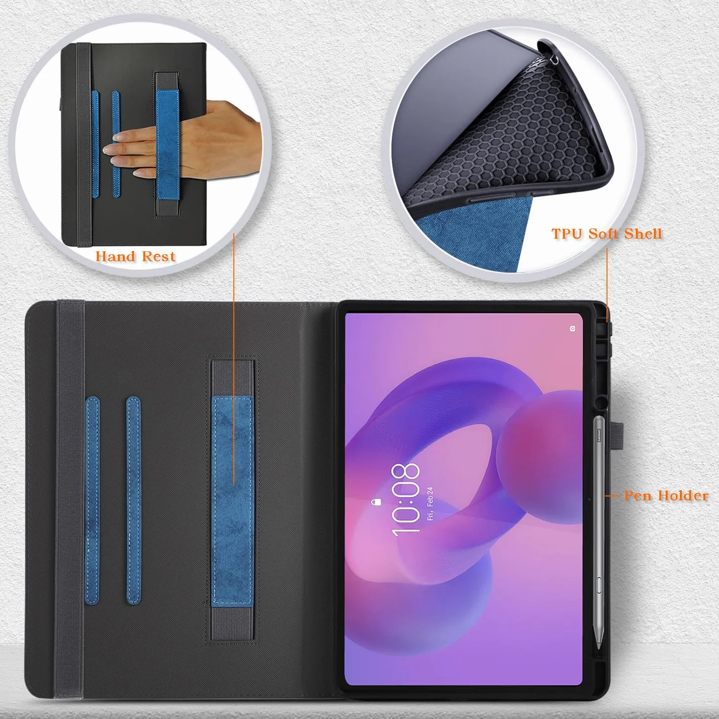 Custodia per Coque pour Lenovo Idea Tab Plus 12.1 pollici TB361FU/ZU Tablet, TPU Cover con Auto Sveglia/Sonno,Blu