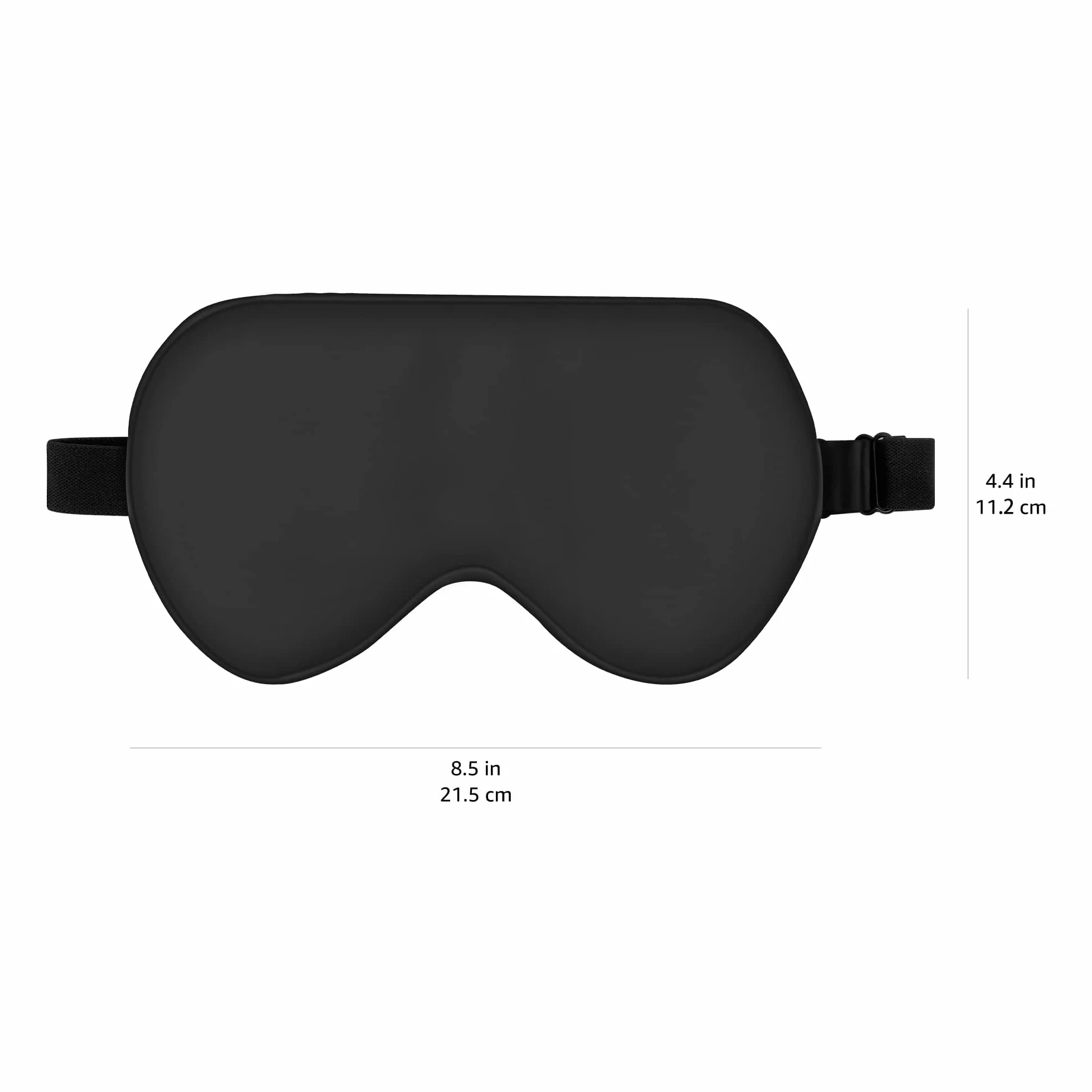Amazon Basics Mascherina sagomata per dormire in vera seta di gelso naturale, 21.5 x 11.2 cm, Nero