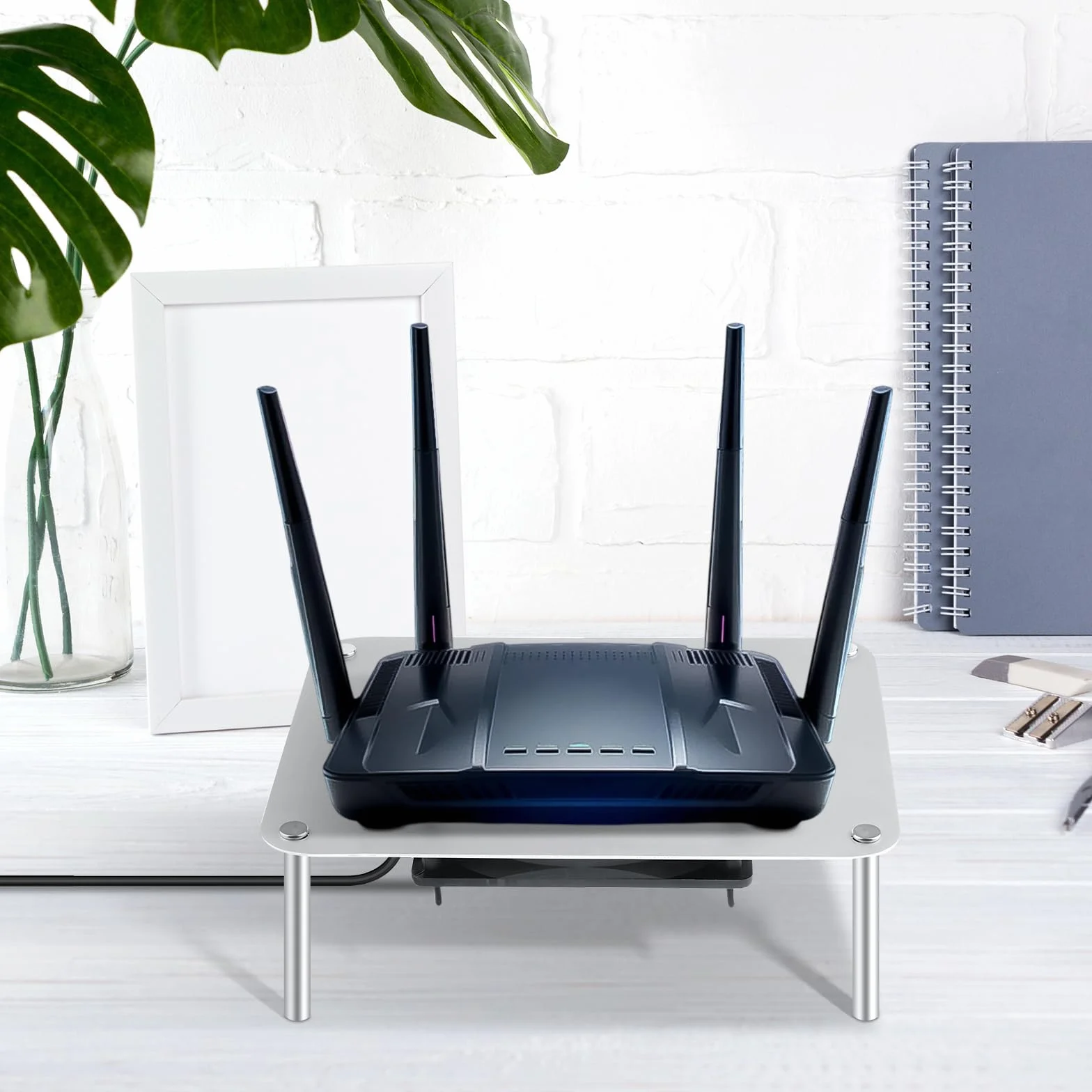 F Fityle Raffreddamento del Router, Ventola Silenziosa USB per Router e Laptop, Argento