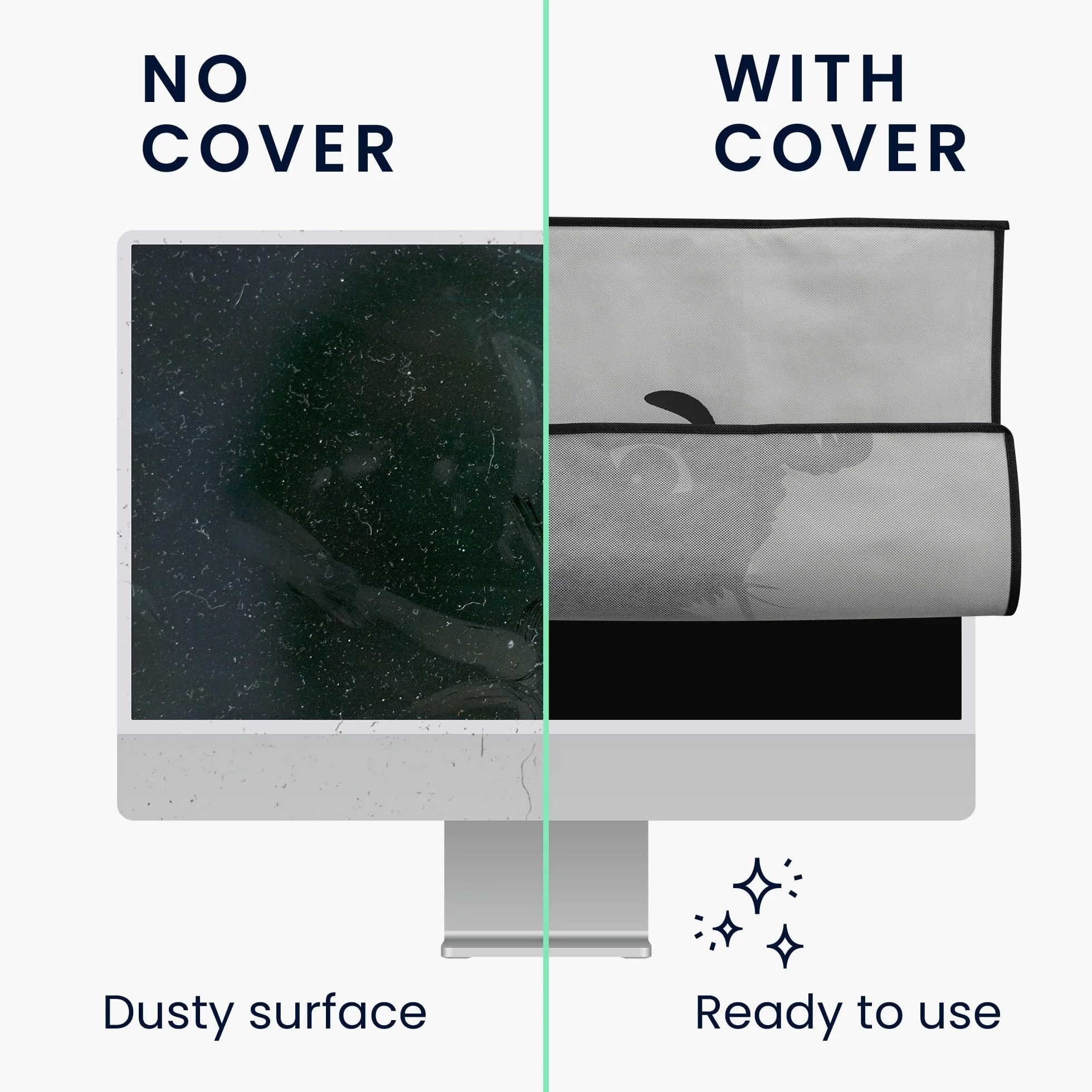 kwmobile Cover compatibile con 27-28" monitor - Fodero per Monitor - Copertura Antipolvere Schermo PC con 2 Tasche Extra - grigio/nero