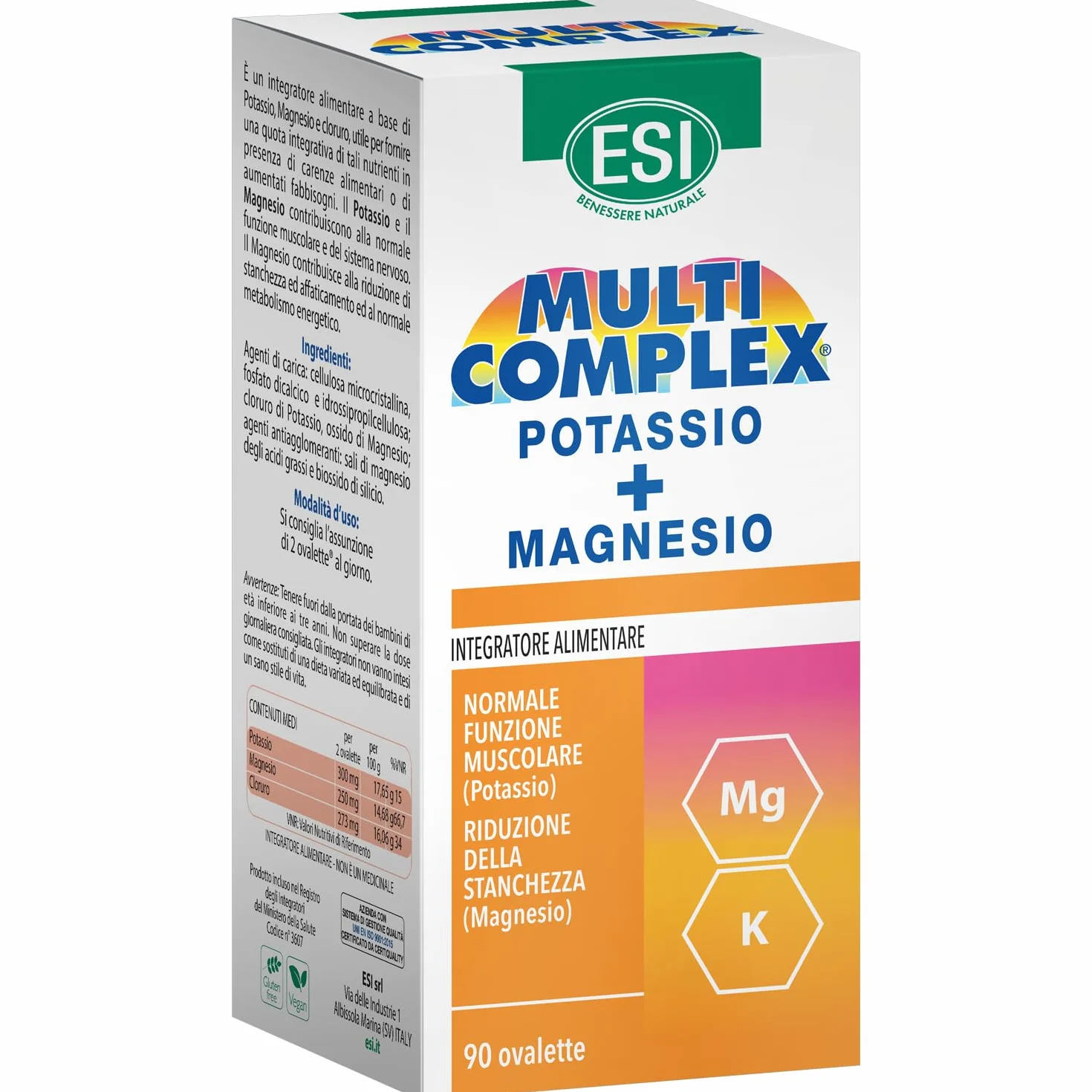 ESI Multicomplex Potassio+Magnesio Integratore Alimentare Multiminerale 90 Ovalette Stanchezza Energia