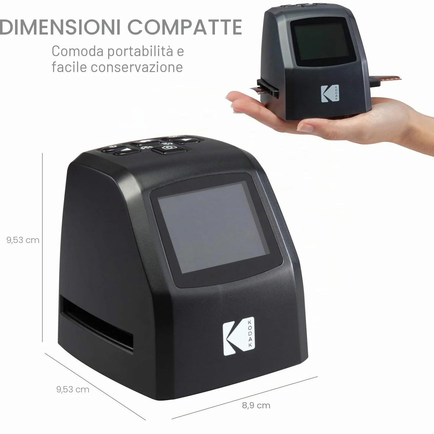 Kodak Mini Scanner Digitale Pellicole Diapositive Nero