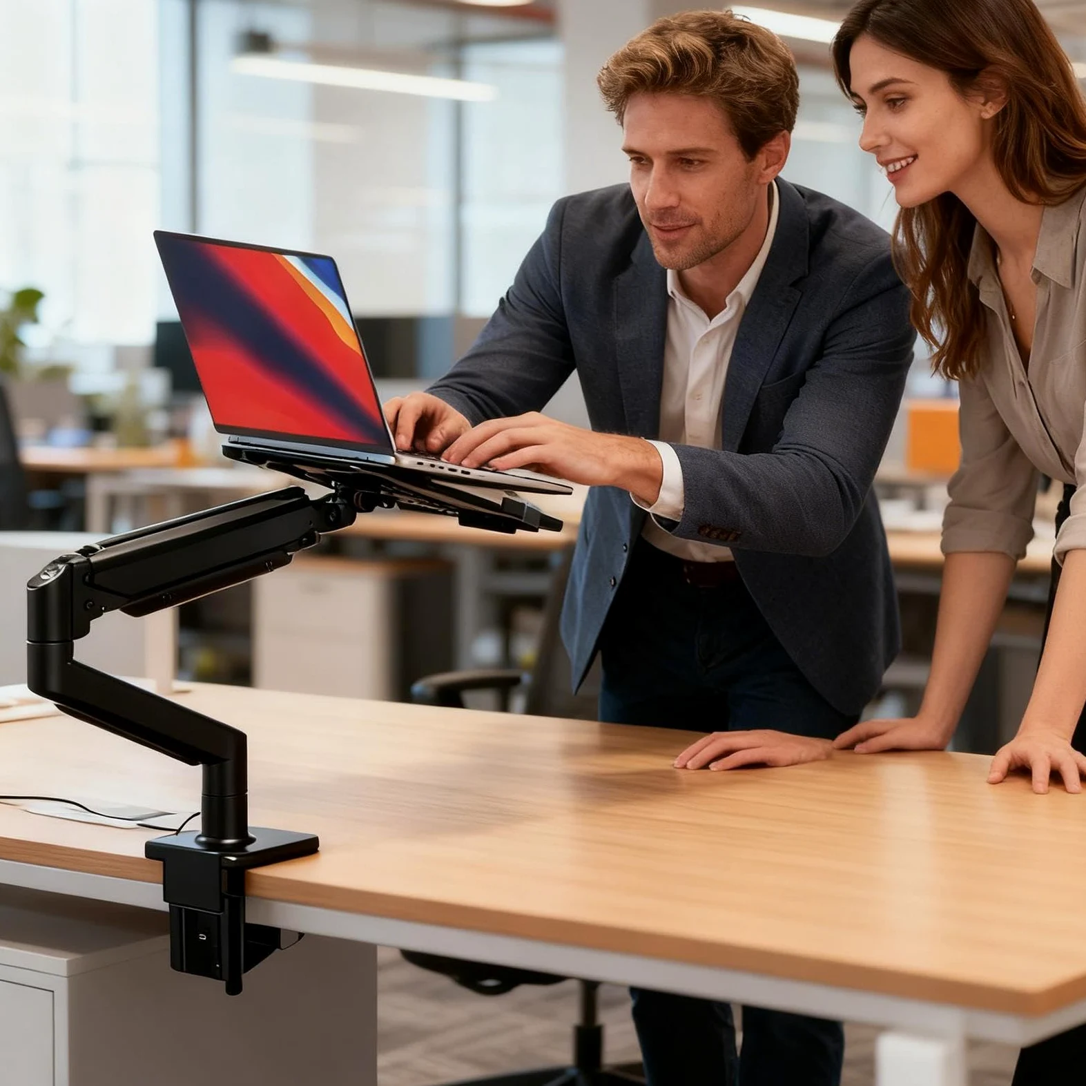 Supporto Regolabile per Laptop da Scrivania Supporto Telescopico Laptop | Supporto da Tavolo per PC Ideale per Casa Ufficio Studio Sala Riunioni Lettura Classe