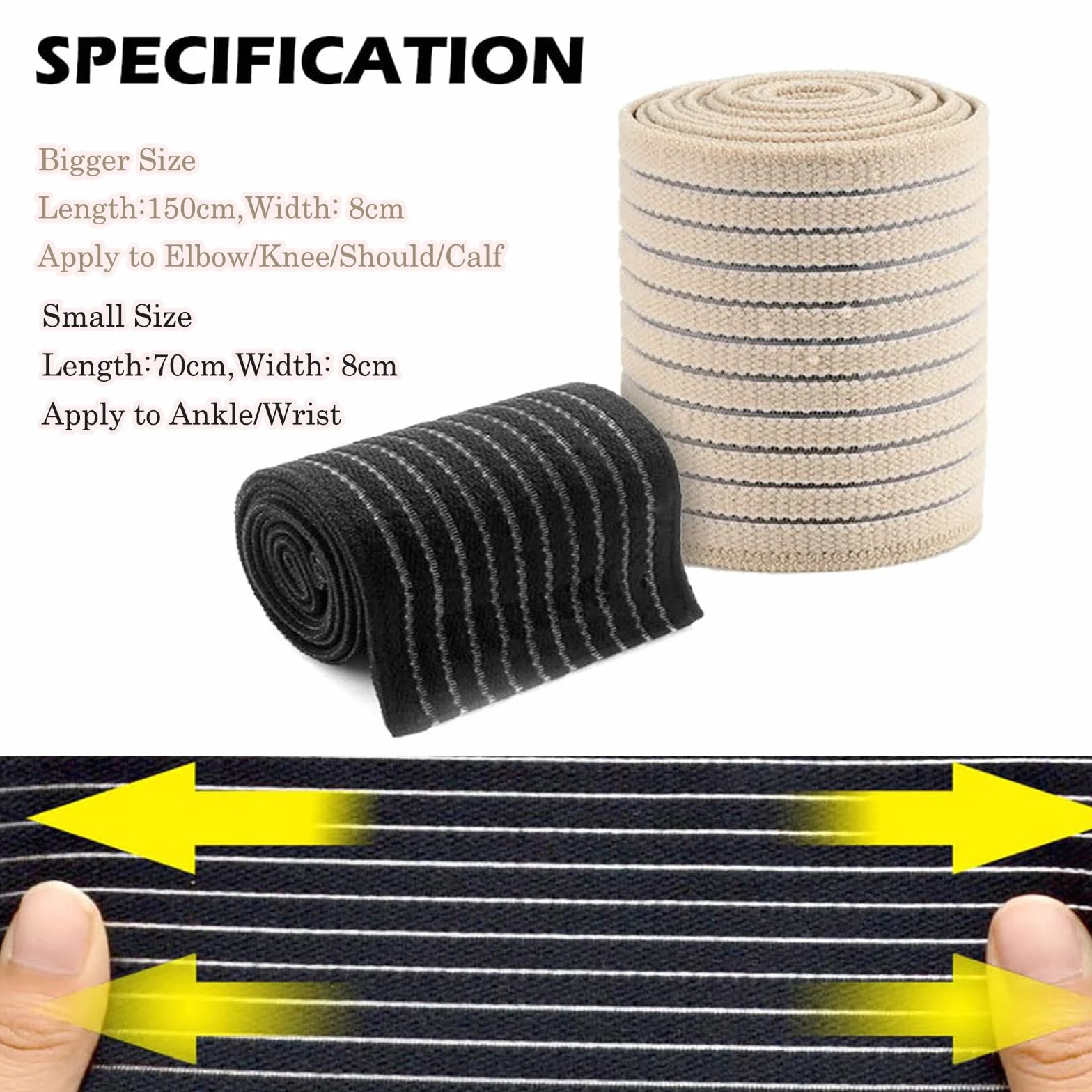 Polpaccera Compressione Benda Elastica Compressiva 4 Pezzi Uomo e Donna Autoadesiva Ginocchiera Regolabile