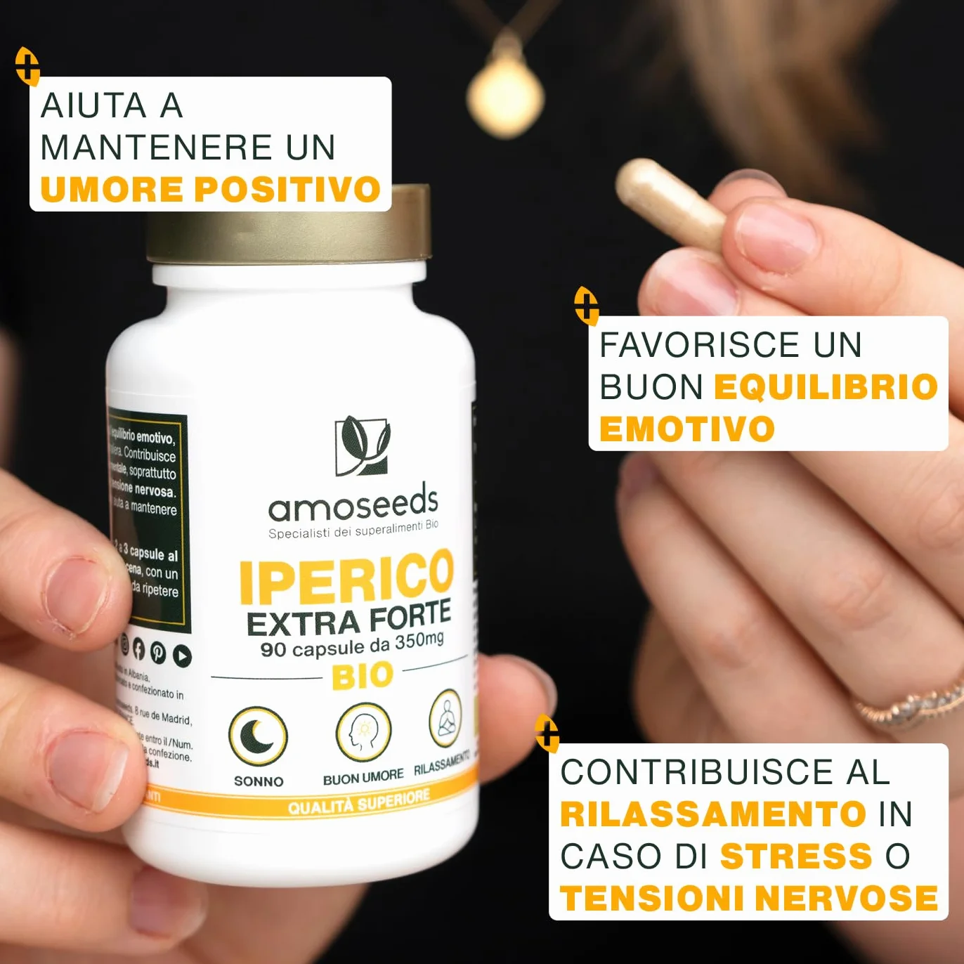 Iperico BIO Erba di San Giovanni Concentrato di Ipericina 90 capsule vegane 350 mg