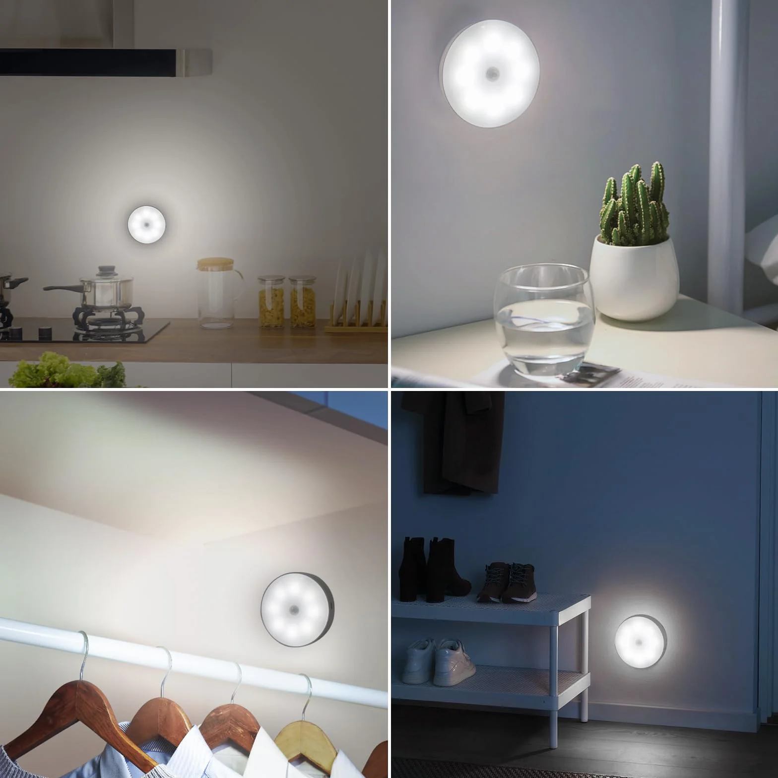 6 Pezzi 8 LED Luce Notturna LED Ricaricabile USB, Luce Wireless con Sensore di Movimento, Luce Notturna Automatica, con Striscia Magnetica o Stick-on, Perfetti per Armadio, Corridoio, Scale, ecc (A)