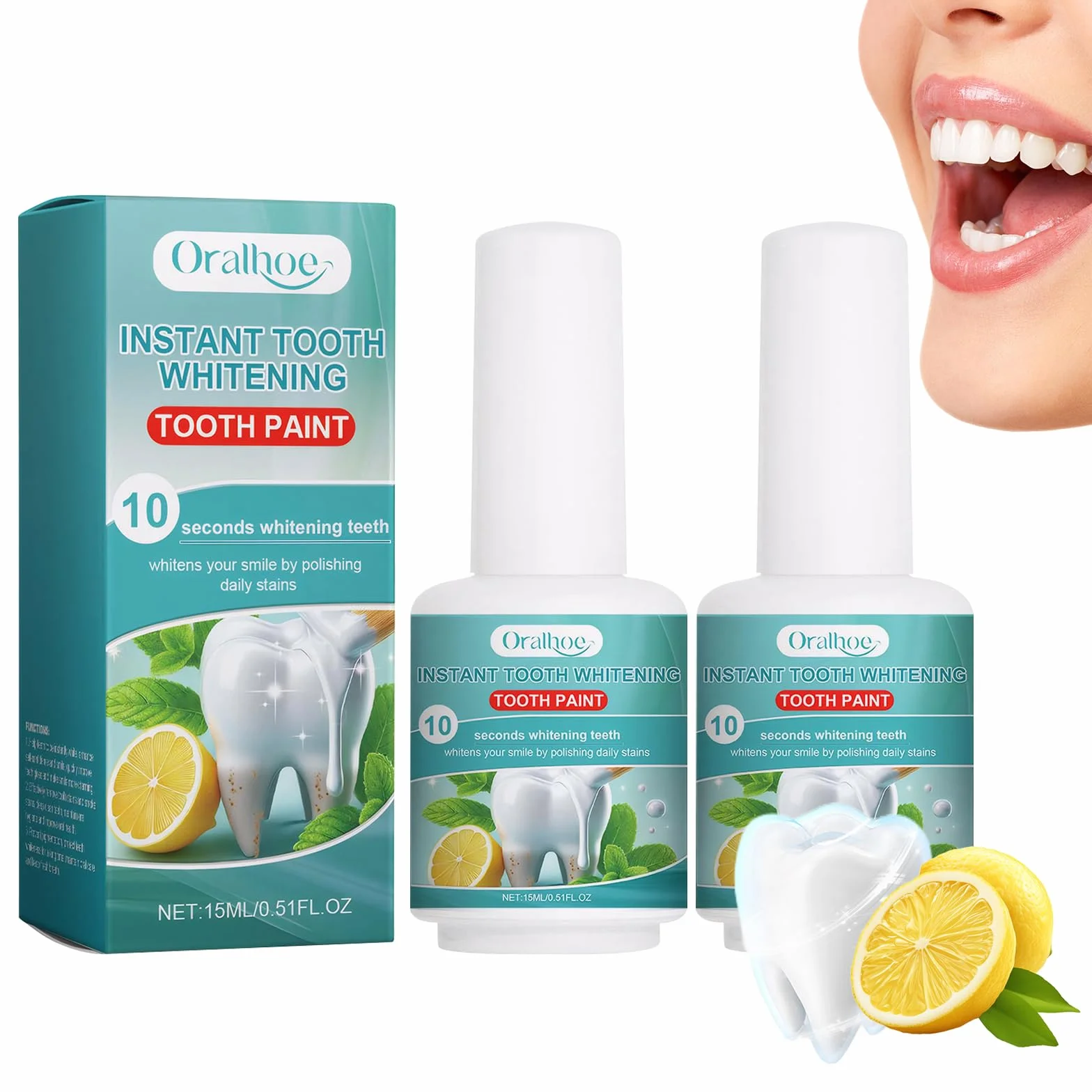 Gel sbiancante denti sensibili, vernice dentale bianca 2 pezzi, smalto rimozione macchie caffè tè vino