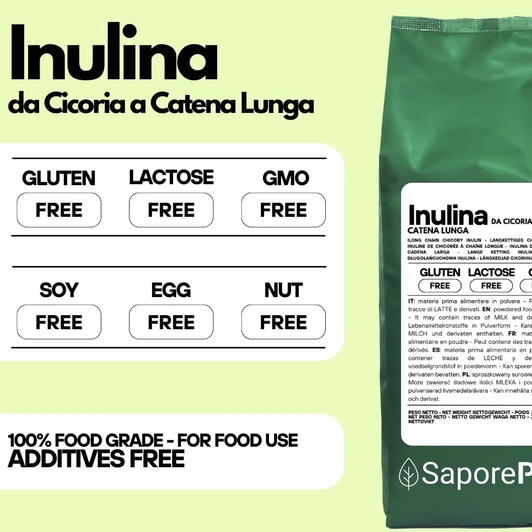 SaporePuro Inulina da cicoria 500 gr Fibra alimentare radici di cicoria