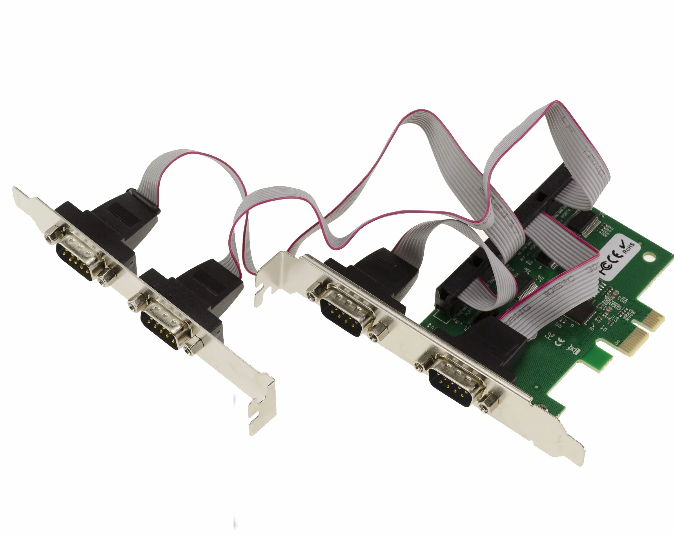 KALEA-INFORMATIQUE Scheda controller PCI Express PCIe Serial RS232 a 4 porte con chipset ASIX AX99100. con staffe a basso e alto profilo