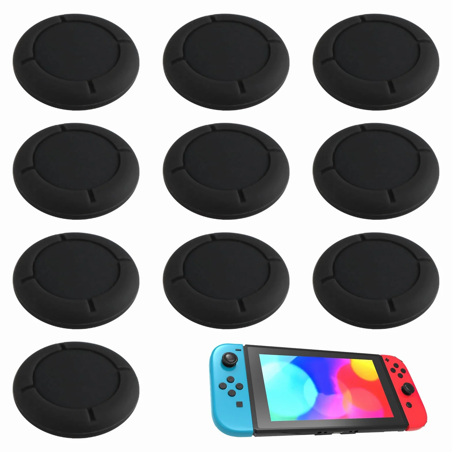 5 paia di tappi joystick in silicone per Nintendo Switch/Lite/OLED Thumb Grip Analogico Stick Cover per Pollice Manici di Protezione Controllore di Ricambio Caps Protezione Comfort Gaming Nero