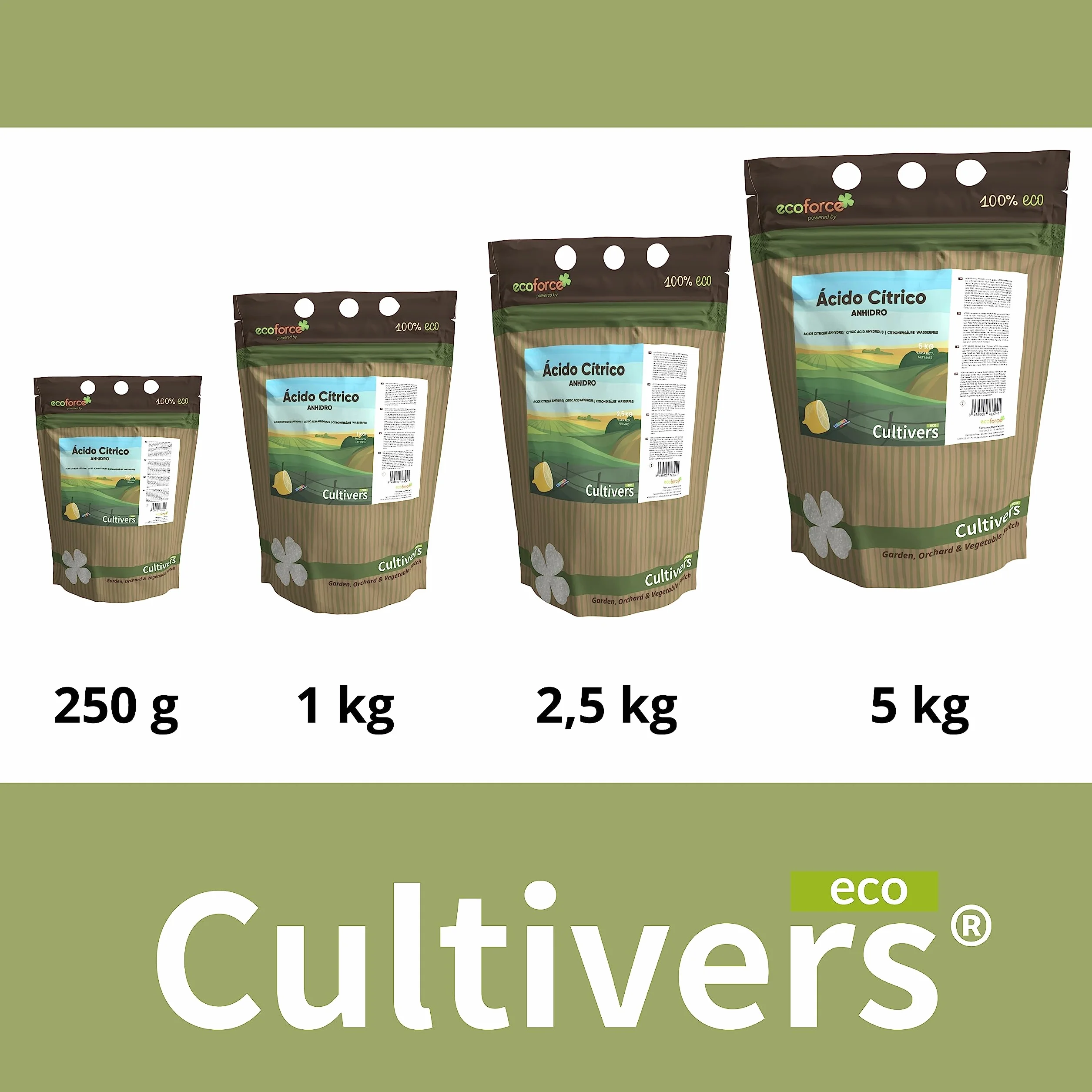 CULTIVERS Acido citrico anidro 100% puro 1 kg Detergente multiuso ecologico correttore di pH