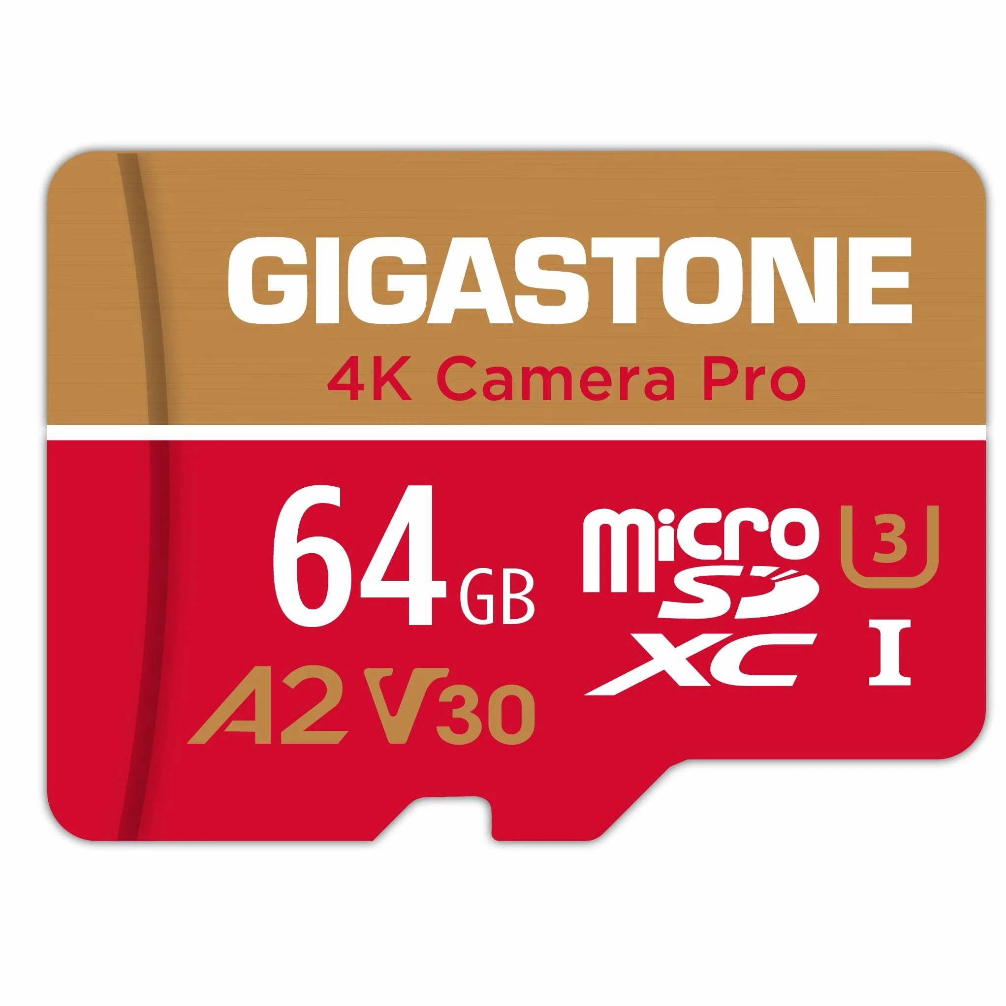Gigastone Scheda di memoria 64 GB 4K Fotocamera Pro, compatibile con GoPro Drone Switch, Velocità 95 MB/s. per 4K Video, A2 U3 V30 Micro SDXC Card con adattatore SD.