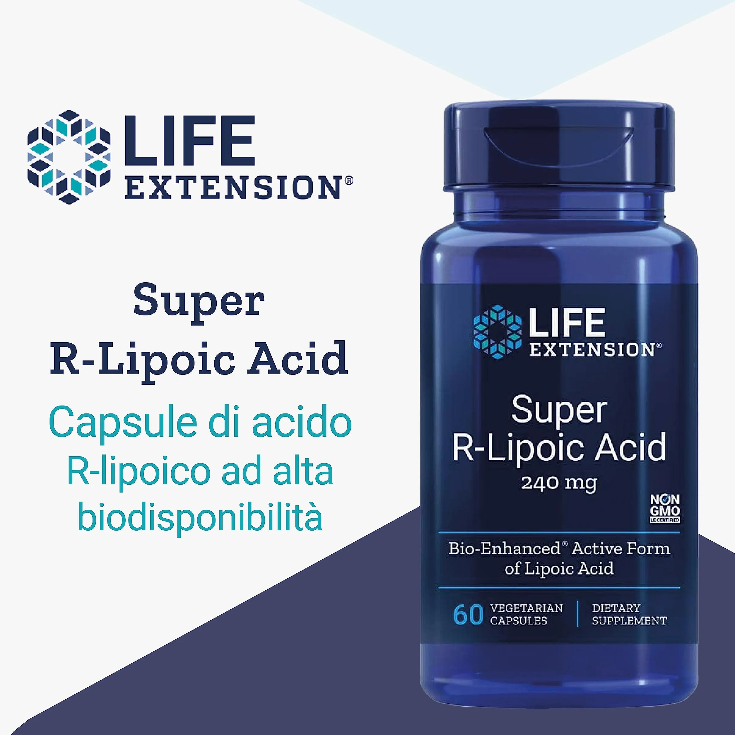 Life Extension Super R-Lipoic Acid 240 mg 60 Capsule vegane Altamente Dosato