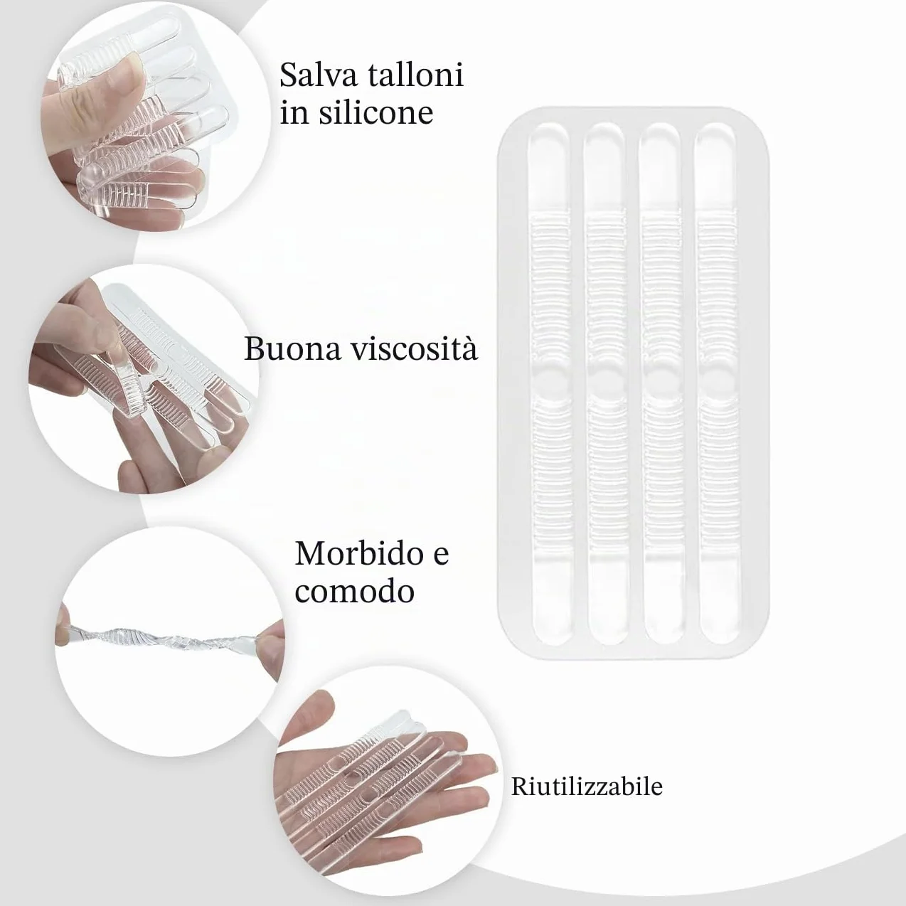Cuscinetti antiscivolo in silicone trasparente per scarpe da donna, adesivi in gel ad alta aderenza, 24 pezzi