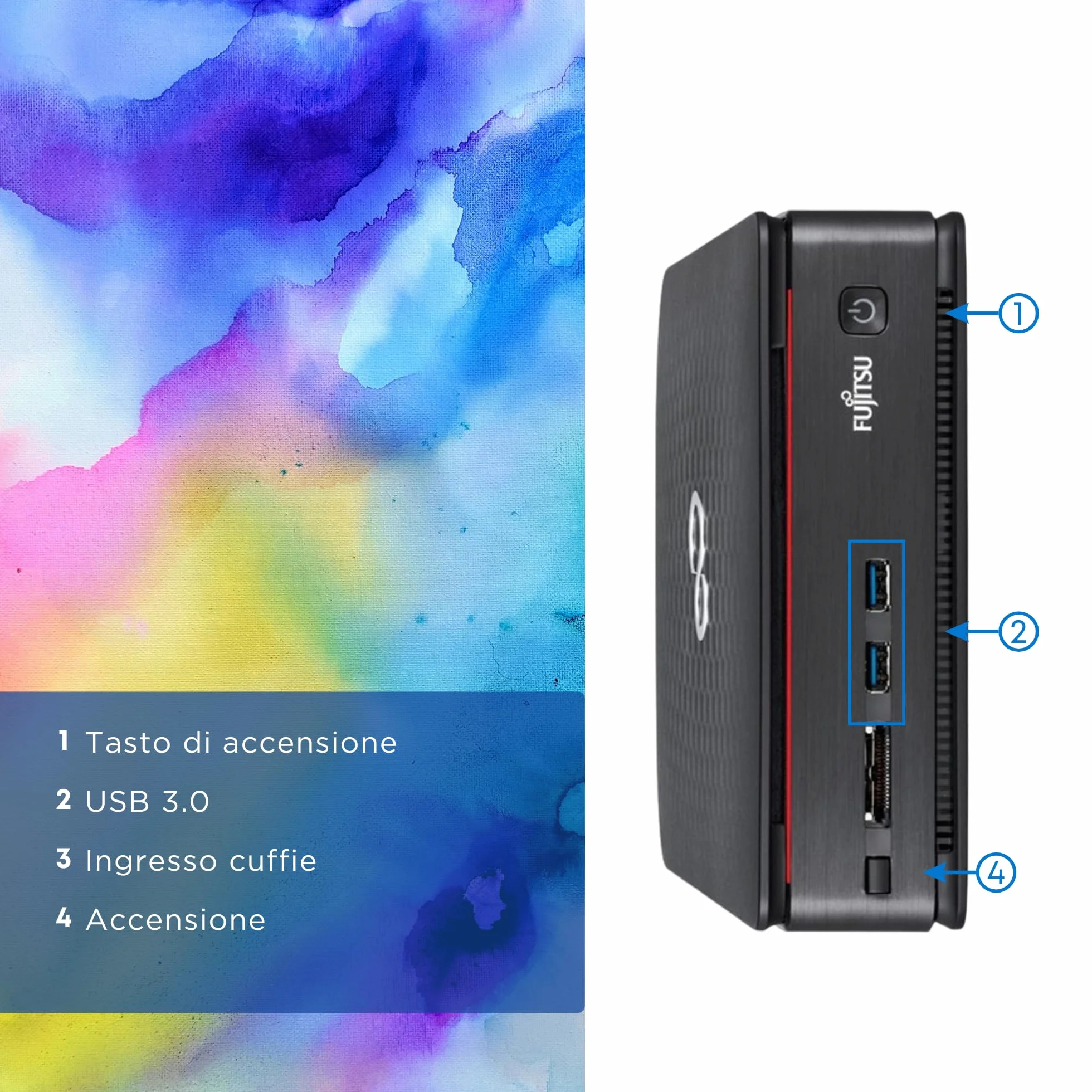Fujitsu Esprimo Mini PC Desktop Intel i5-4570T 2.9 GHz 8GB DDR4 SSD 256GB DVI DP WiFi Ricondizionato