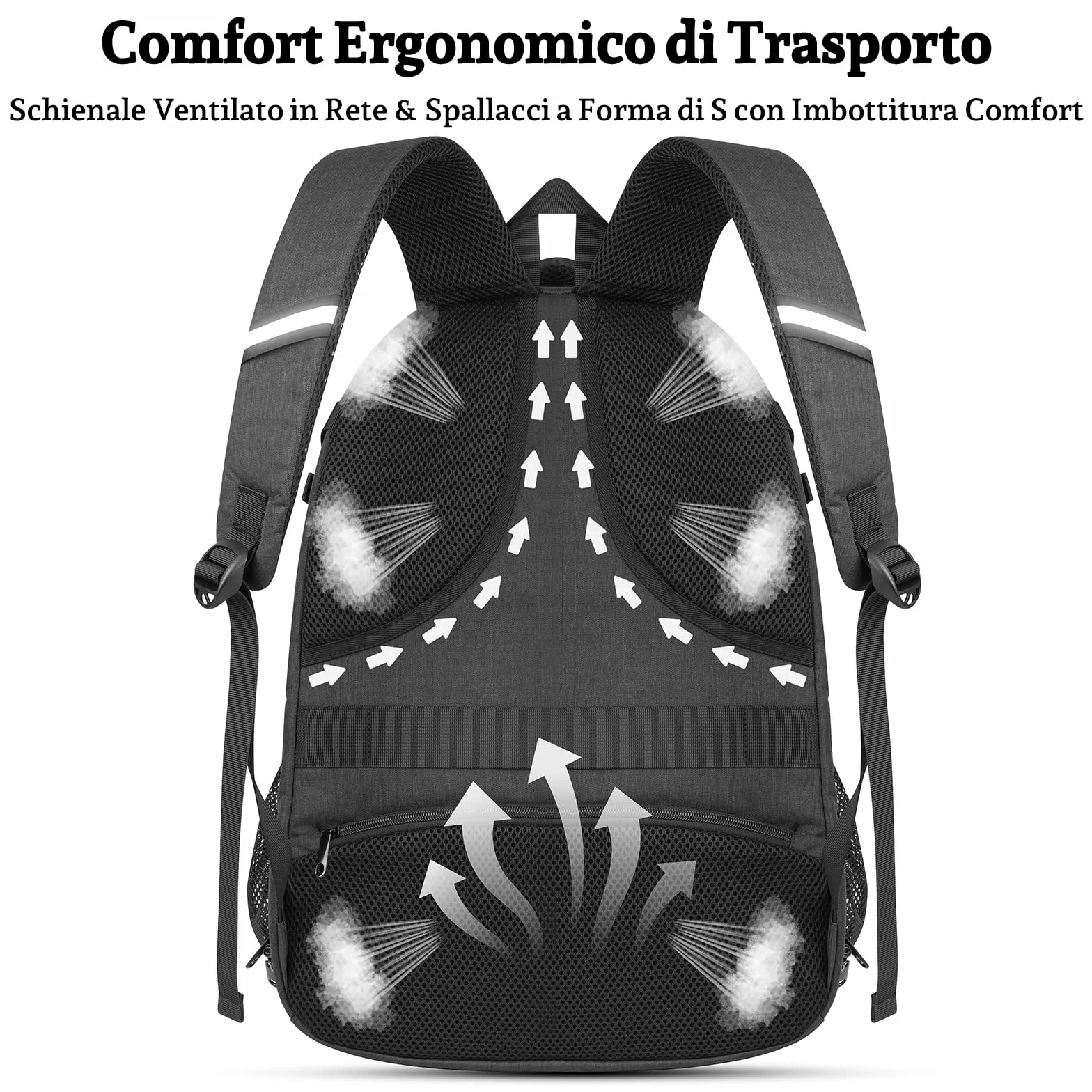 Zaino Porta PC, 15-17,3" PC per Zaino Uomo, Zaino da Viaggio e Scuola con Porta USB, Compagno Versatile per Adolescenti, Studenti e Lavoratori