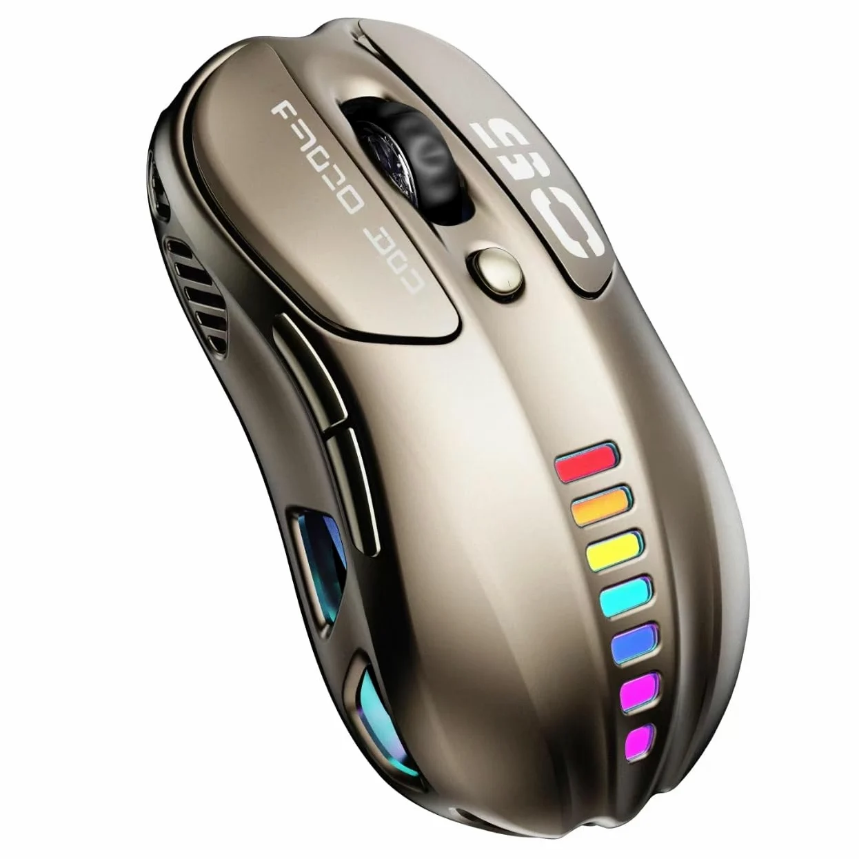 Uciefy Mouse wireless Buletooth, (BT5.1 e USB) Dual Mode ricaricabile LED, mouse ergonomico per computer portatile/PC, bronzo