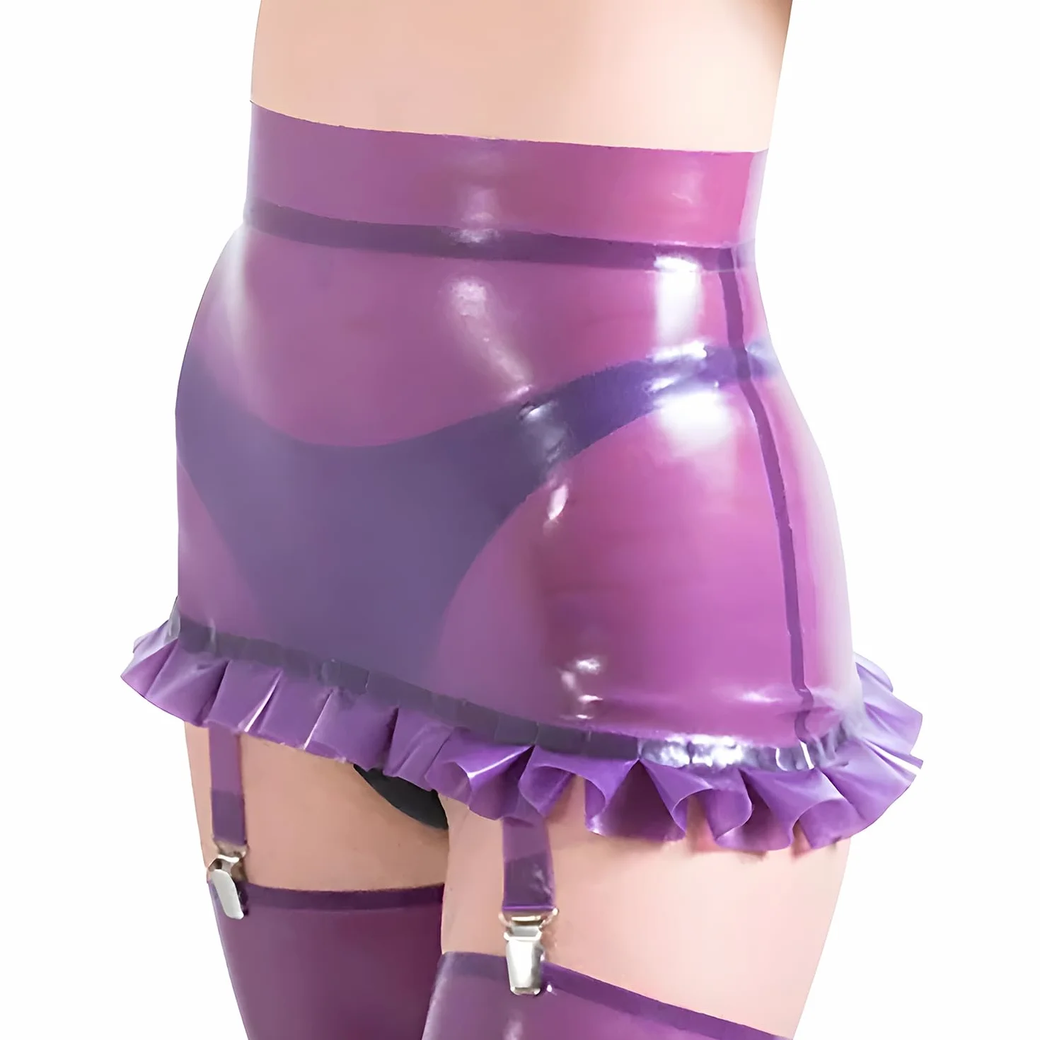 IOKUKI Garter Belt in Lattice Viola Trasparente per Donne con Gonna Quattro Garter