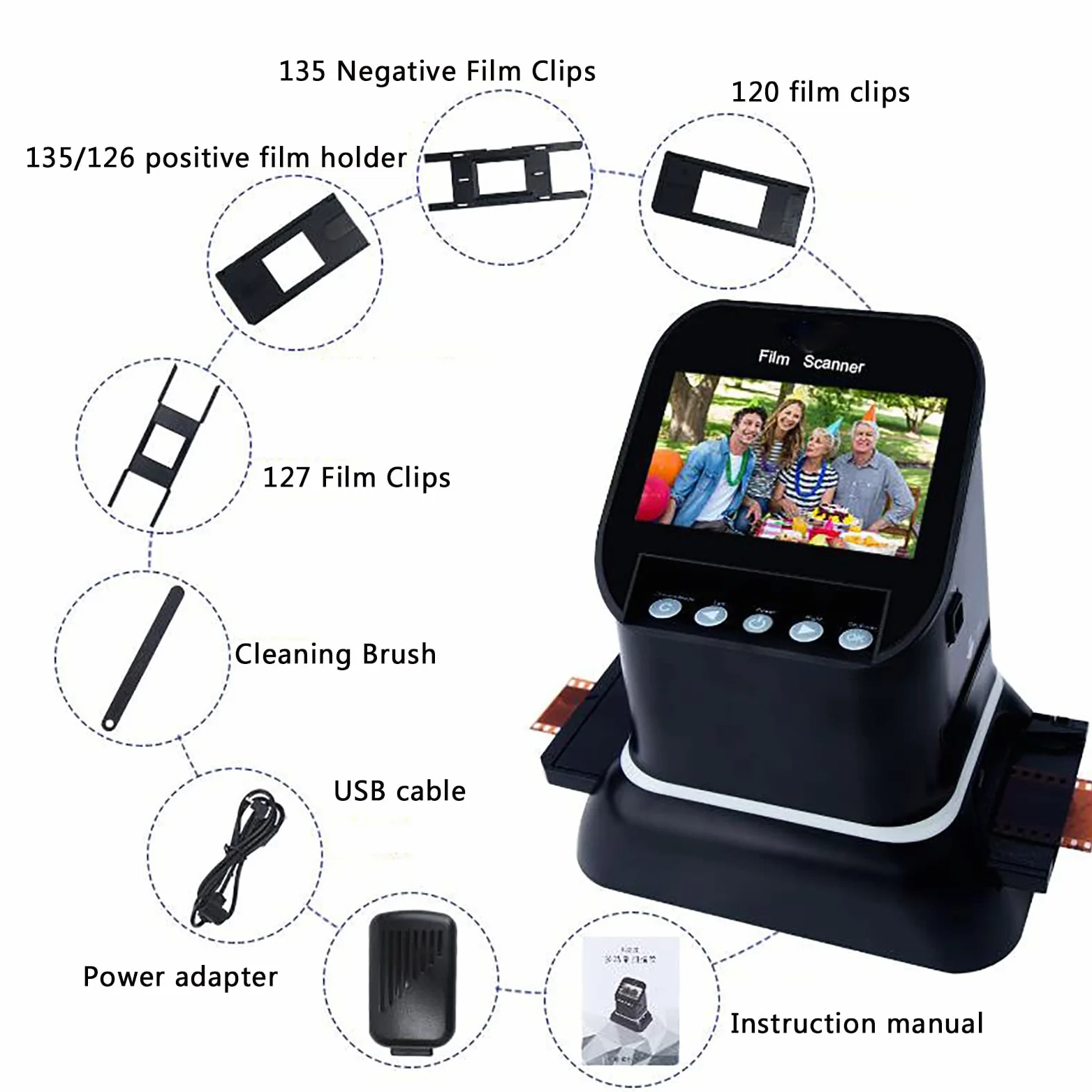 Scanner per film, scanner negativo da 22 MP con schermo LCD da 4,3 pollici, converte 35 mm, 135, 126, 127 negativi e diapositive in digitale JPEG