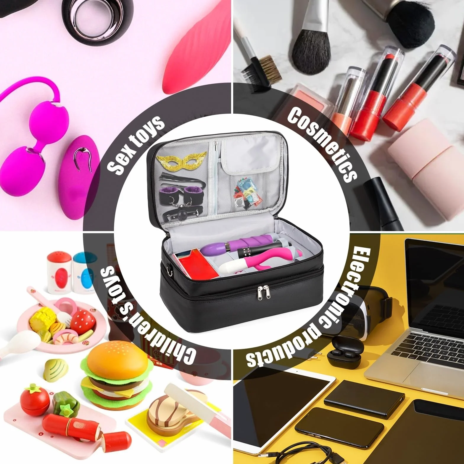 Borsa Portaoggetti Chiudibile per Sex Toys – Organizer a 2 Scomparti con Serrature a Combinazione
