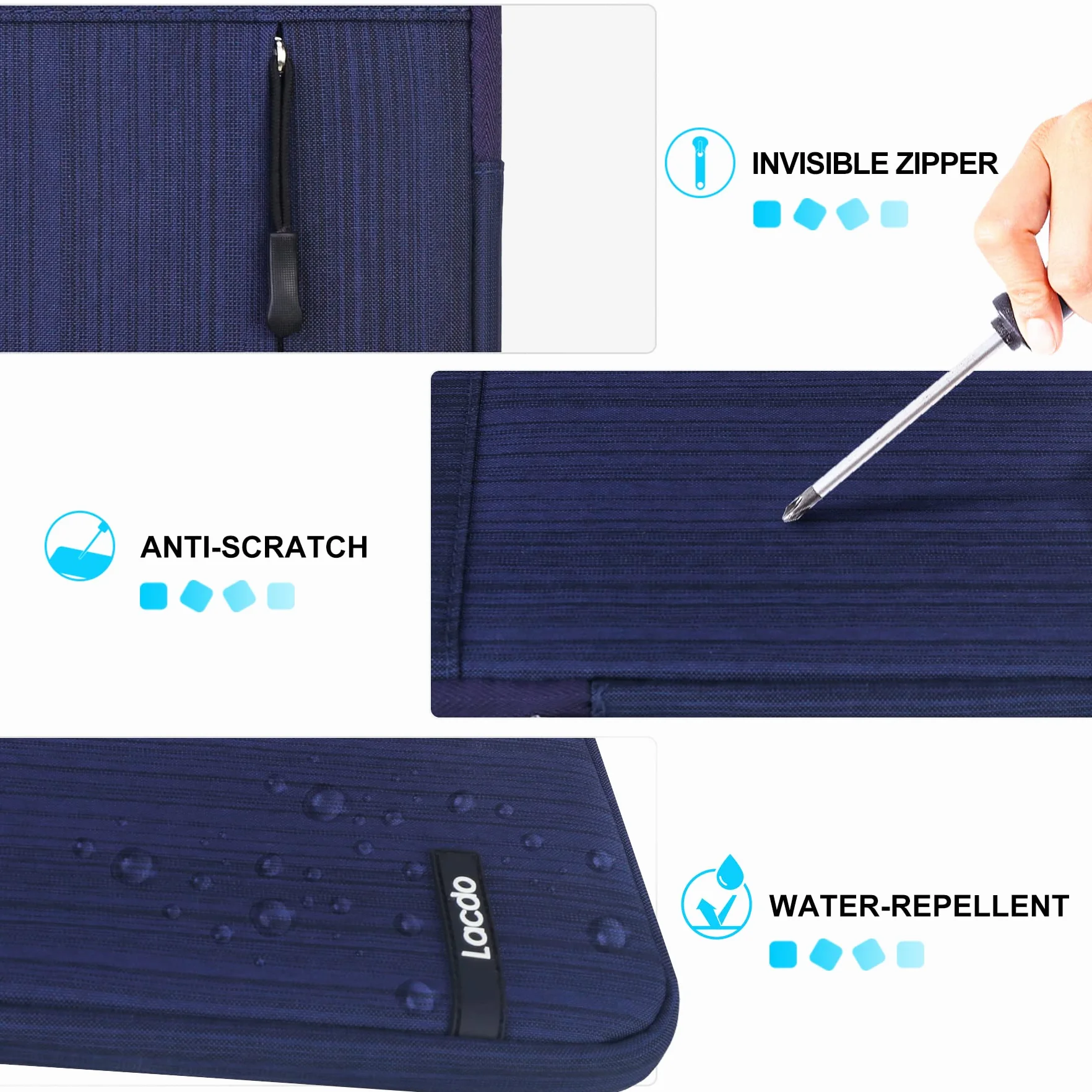 Lacdo Custodia Protettiva Borsa Tablet per 11" iPad A16, 11" iPad Air M4 M3 M2, 11" iPad Pro M5 M4, 10.9" 10.2" ipad, 11" ipad Pro, 10.9" ipad Air 5 4, 10.5" iPad pro, Samsung Galaxy Tab A9+, Blu