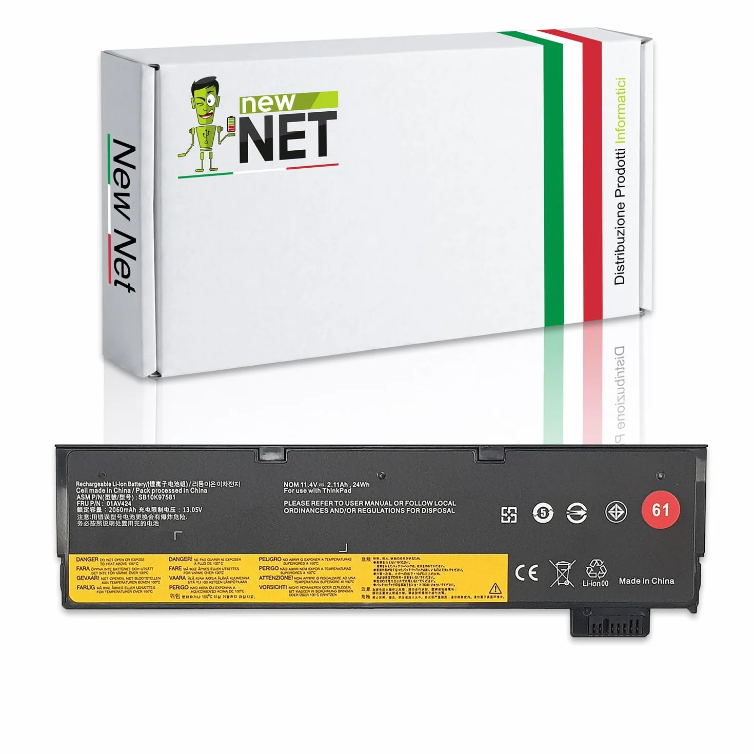 New Net Batteria compatibile con Lenovo ThinkPad T470 T480 T570 T580 A475 A485 P51S P52S 25 TP25 01AV423 01AV422 01AV424 01AV425 01AV426 01AV427 01AV452 01AV490 01AV491 01AV492 [11.4V - 24 Wh SLIM]