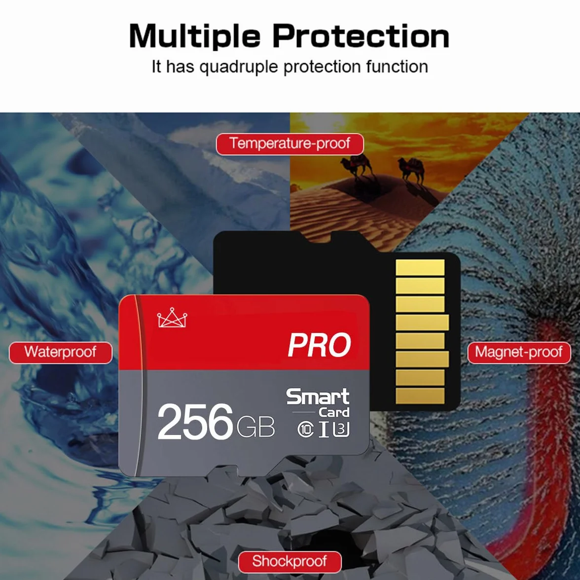 Micro Memory Card 256 GB Micro SD Card 256 GB con adattatore Classe 10 High Speed Mini SD Card per smartphone/Camera/Tablet Confezione da 2