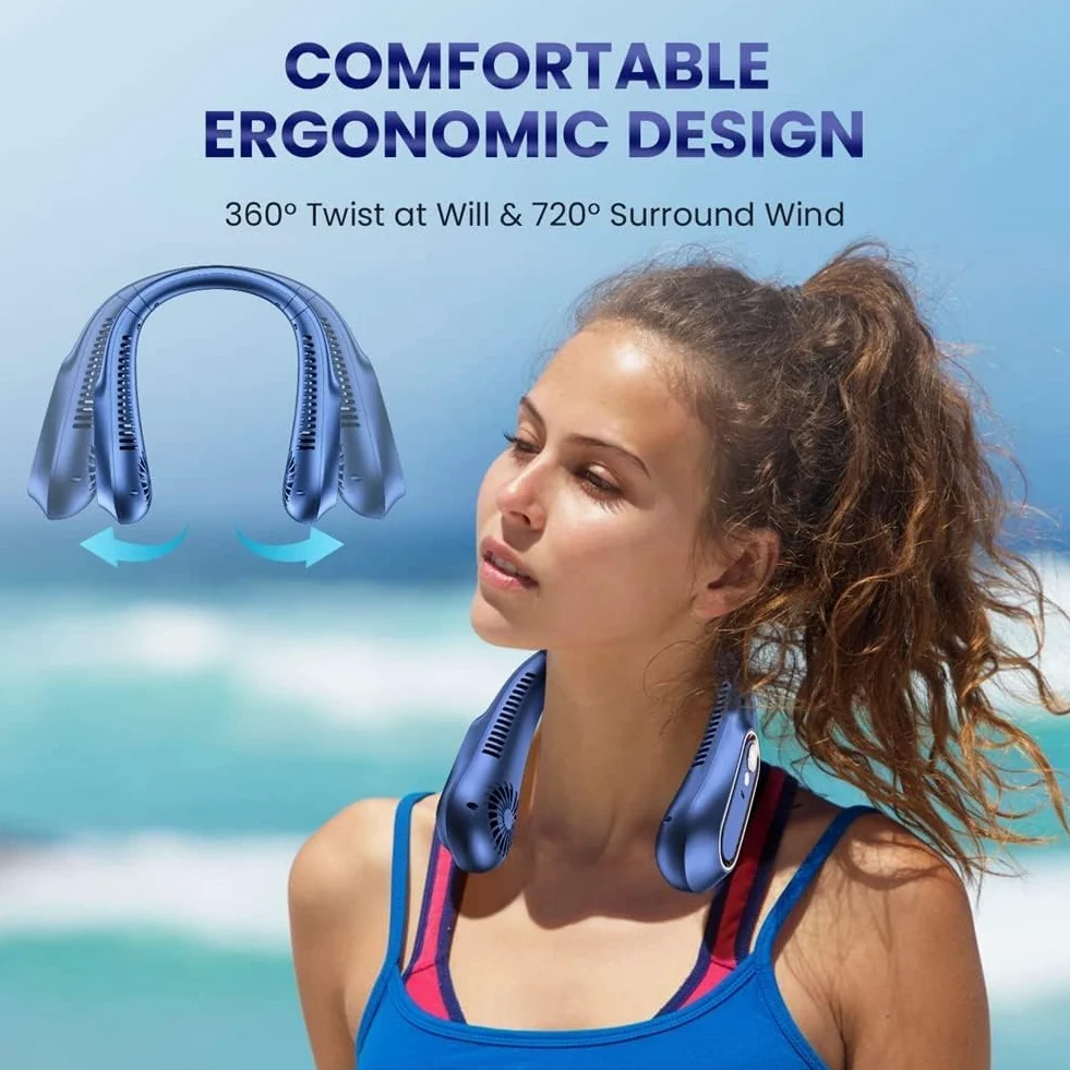 ZUMAHA Ventilatore Portatile Ventilatore da Collo Ricaricabile USB, Mini Ventilatore Portatile a 5 impostazioni di velocità, Ventola di Raffreddamento Senza Lama per Ufficio/casa/all'aperto Multiuso